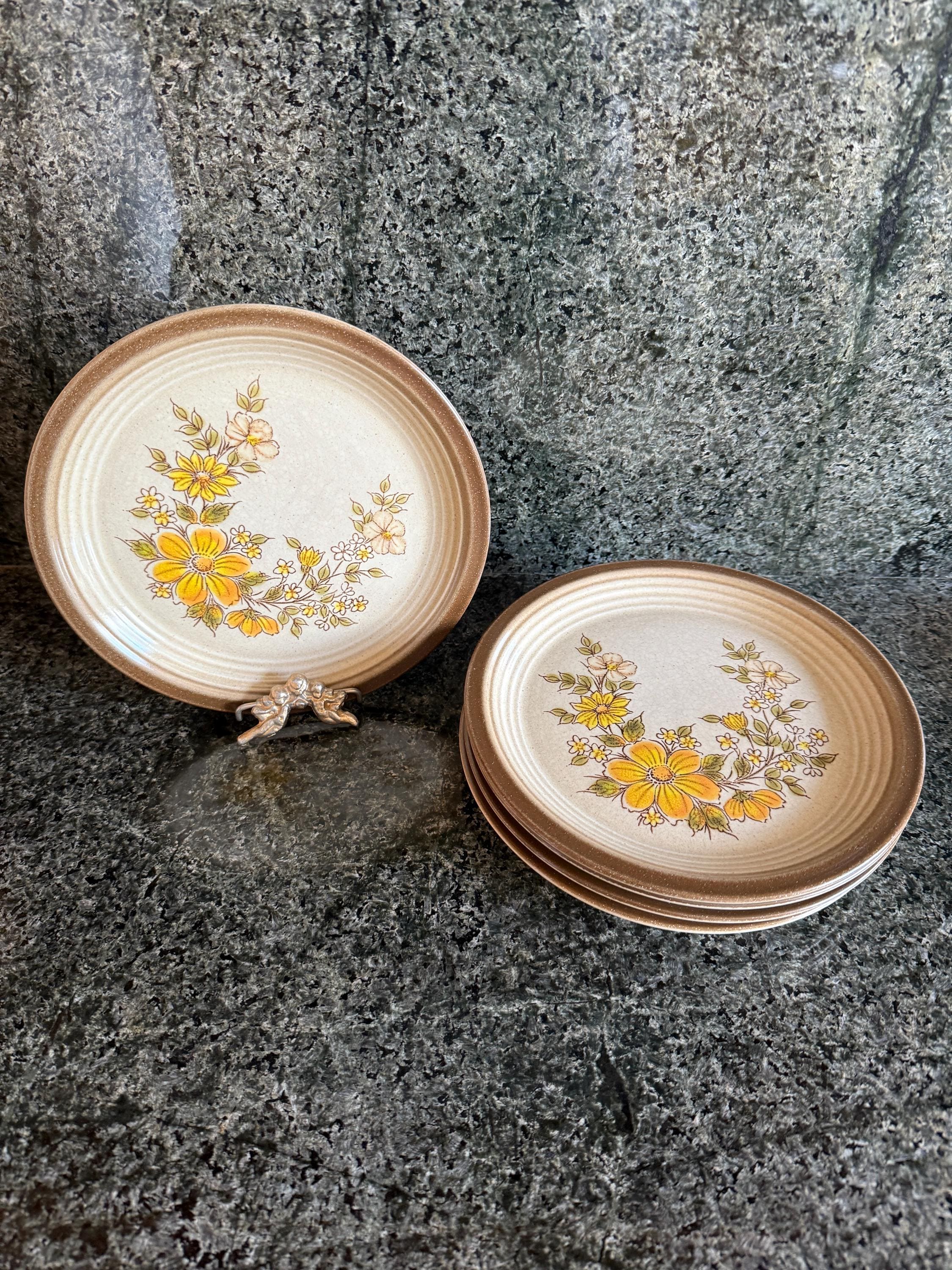 Vintage Wallace Heritage Stoneware Plates – Set of 5 Painted Desert “Summer Morn” – 7.5”