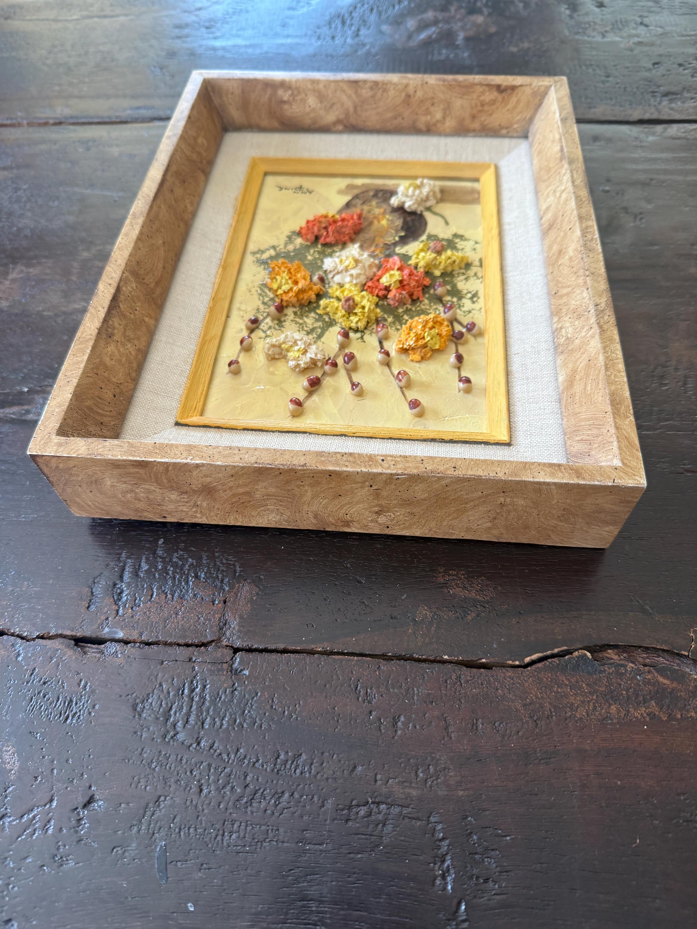 Signed Original Textured Oil Painting by Ann Pine – Framed 8x10 – Floral Still Life Art