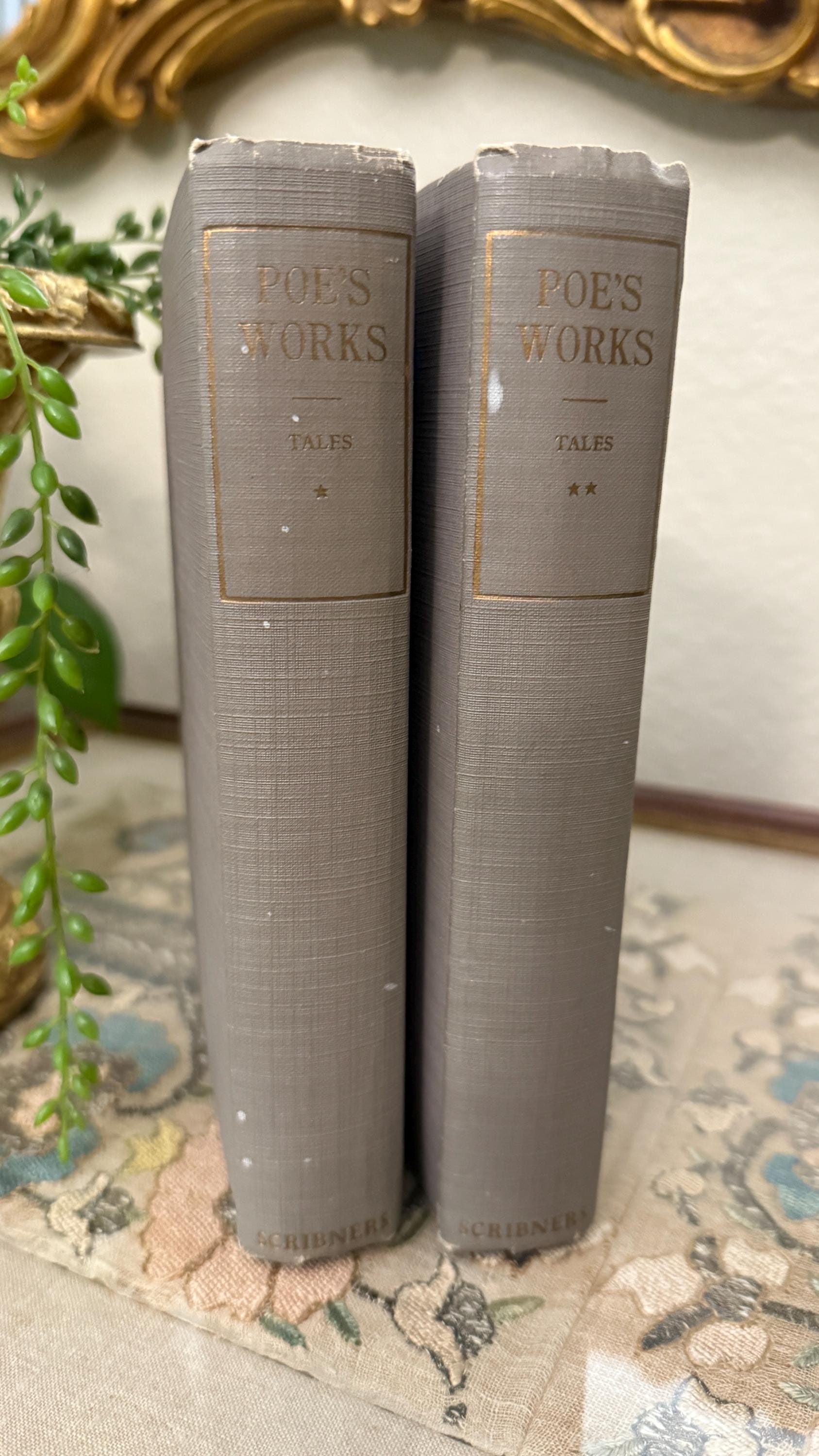 Antique 1914 Poe’s Works - Tales Volumes 1 & 2 | Illustrated Hardcover Set by Charles Scribner’s Sons
