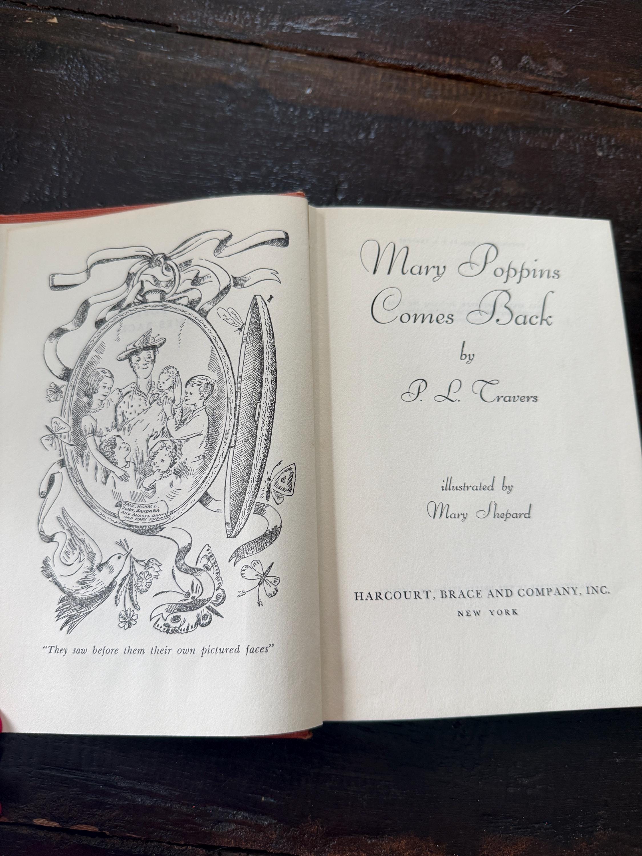 1935 Mary Poppins Comes Back by P.L. Travers – Illustrated Vintage Hardcover – Harcourt Brace - First Edition/no Dust Jacket