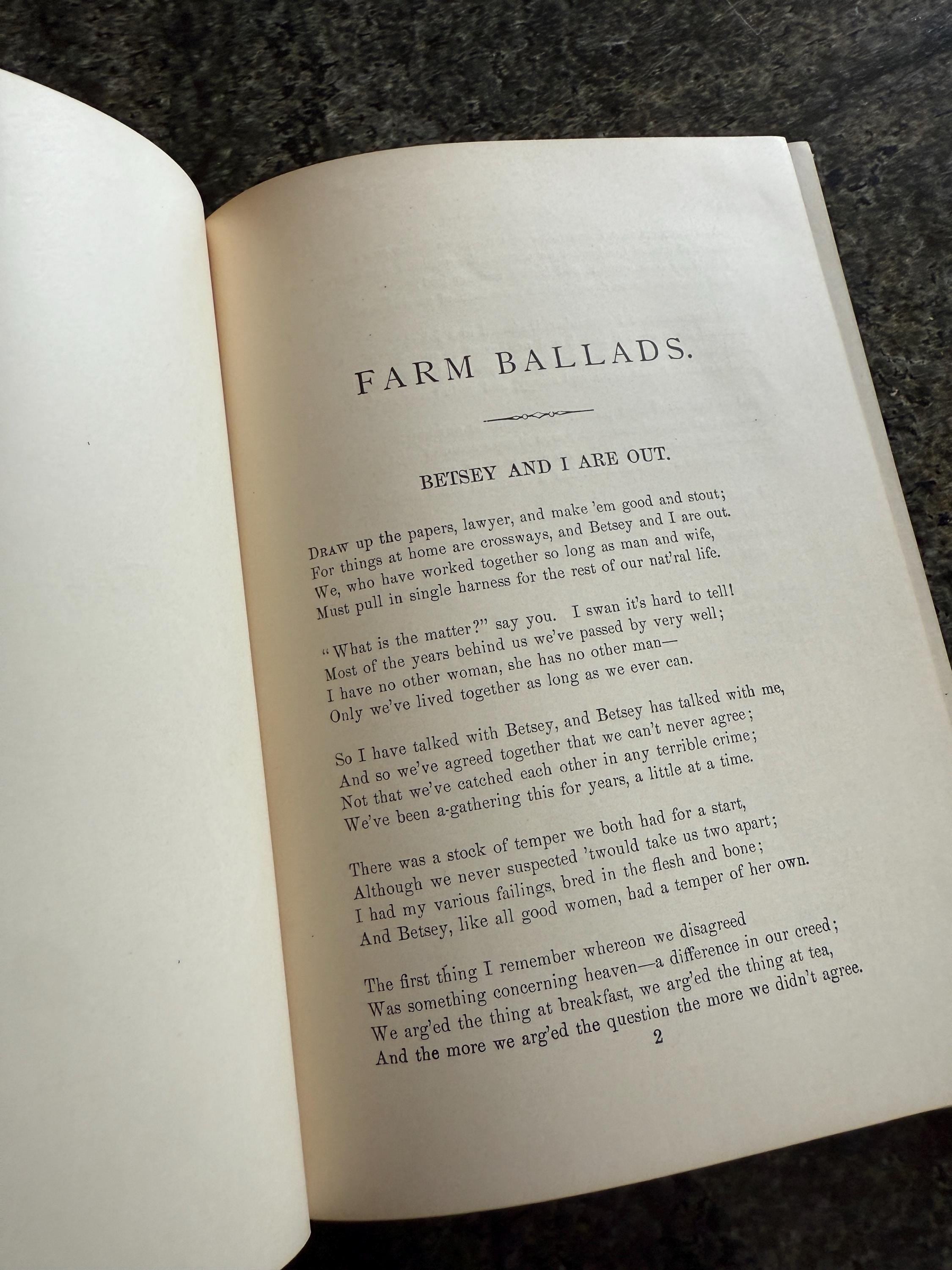 Antique 1882 Farm Ballads by Will Carleton – Stunning Victorian Cover, Poetry Book