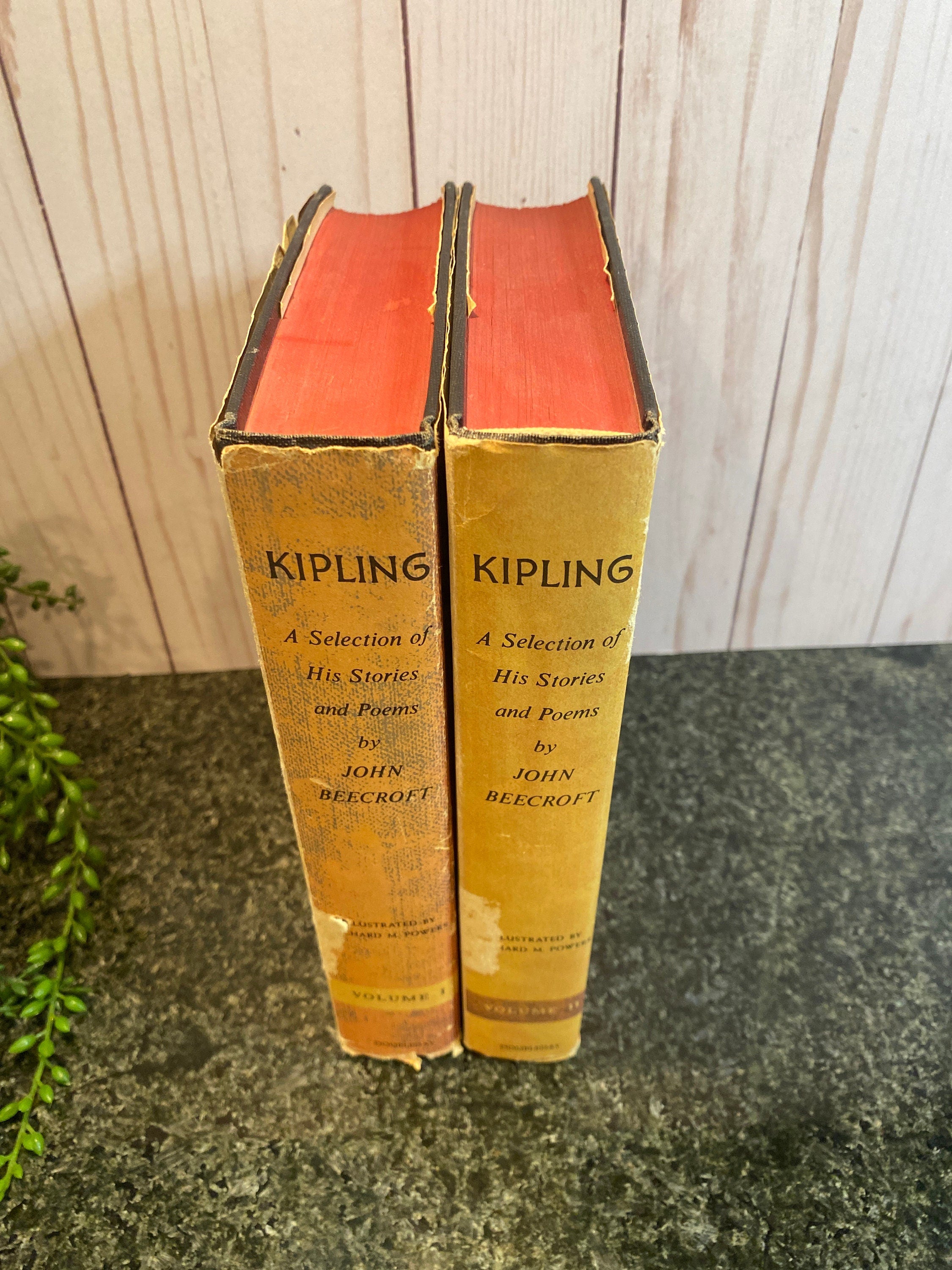 Volumes 1&2 Kipling- Stories and Poems by John Beectoft- 1956- Book Set- Jungle Book-Just So Stories- book club edition