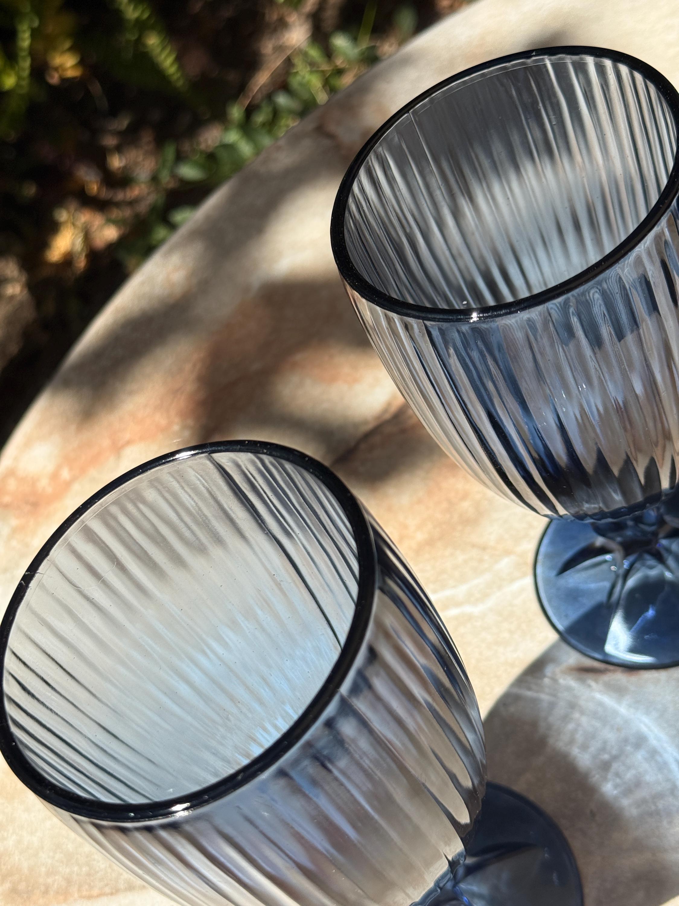 Vintage Fostoria Monet Dark Blue Goblets – Set of 4