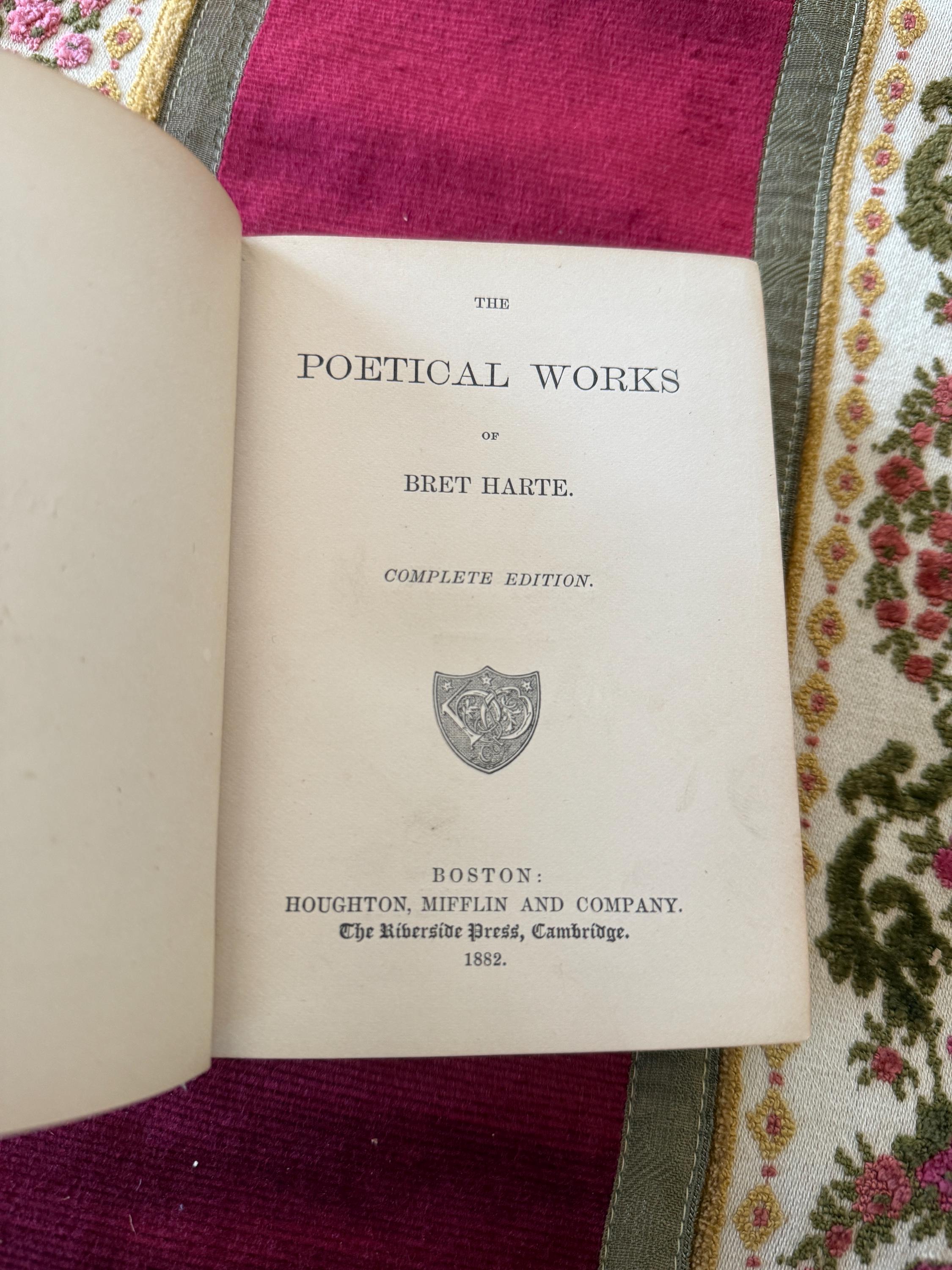 The Poetical Works of Bret Harte – 1882 Complete Edition – Antique Miniature Poetry Book – Houghton Mifflin & Co.