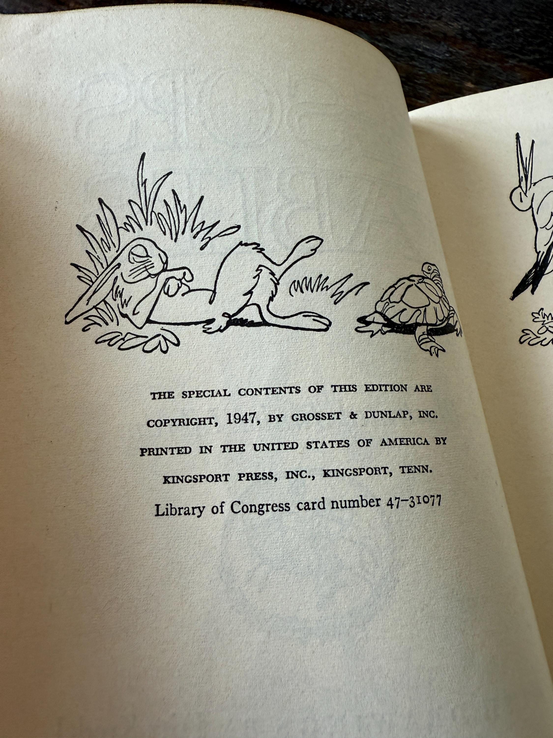 Vintage 1949 Aesop’s Fables Illustrated Junior Library Book – Illustrated by Fritz Kredel