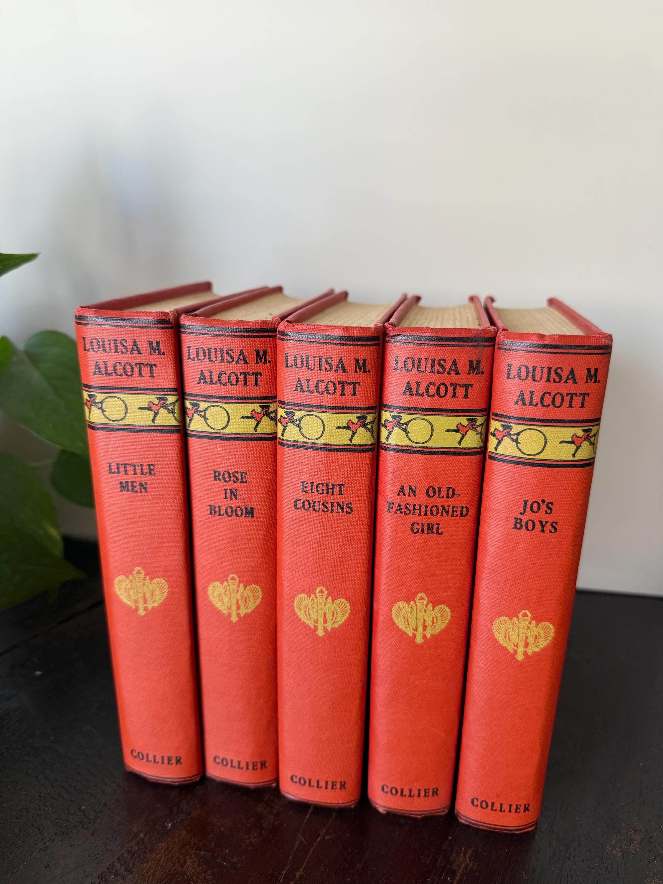 Vintage 1925 Louisa M. Alcott Book Set | P.F. Collier Red Hardcover Collection – Set of 5