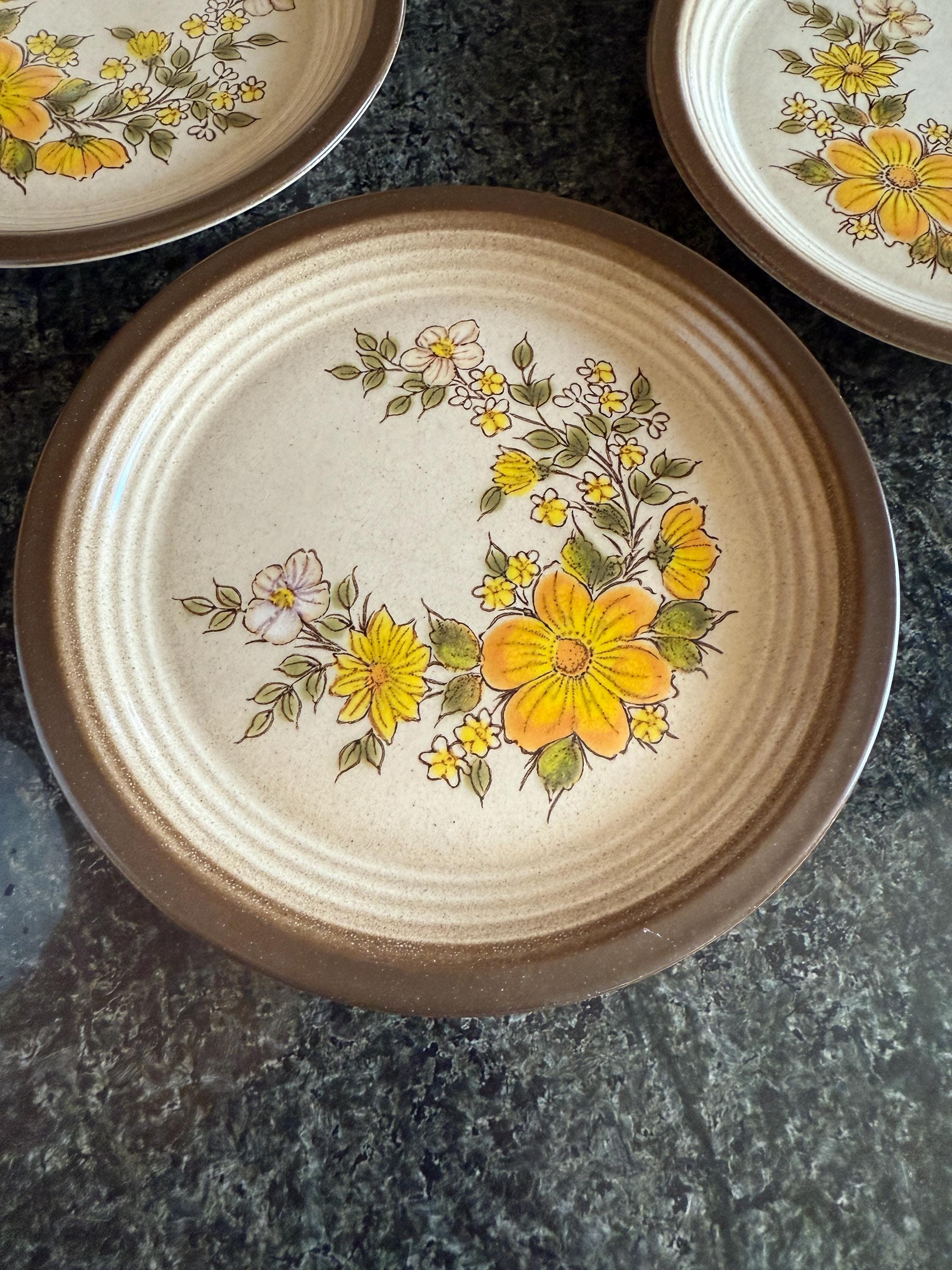 Vintage Wallace Heritage Stoneware Plates – Set of 5 Painted Desert “Summer Morn” – 7.5”