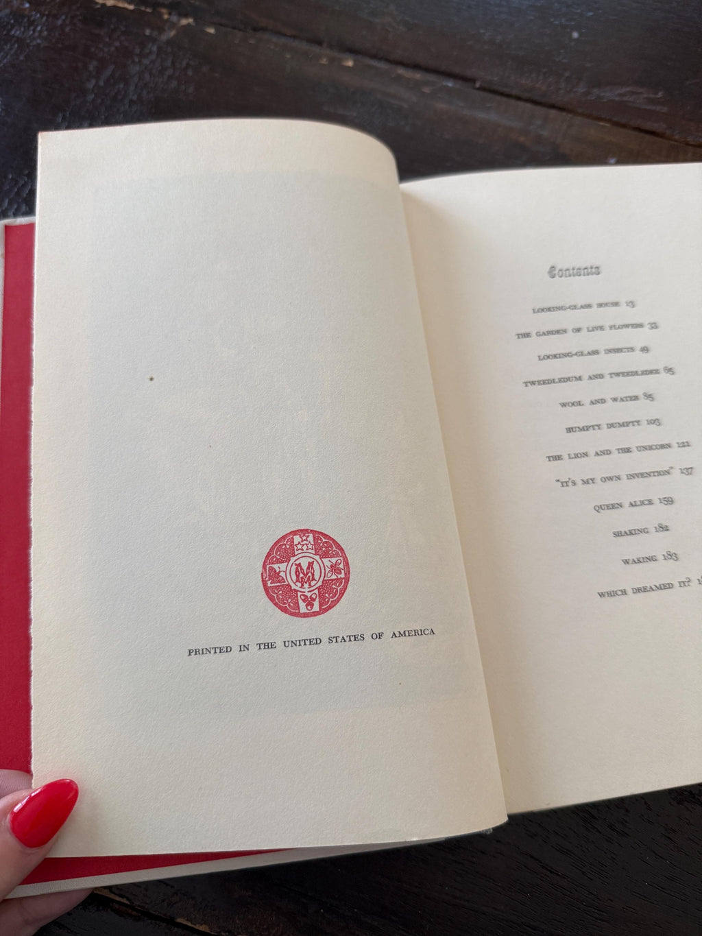Through the Looking-Glass by Lewis Carroll – 1950s First Edition – Junior Deluxe Editions – Red Ink & Color Illustrations – Inscribed
