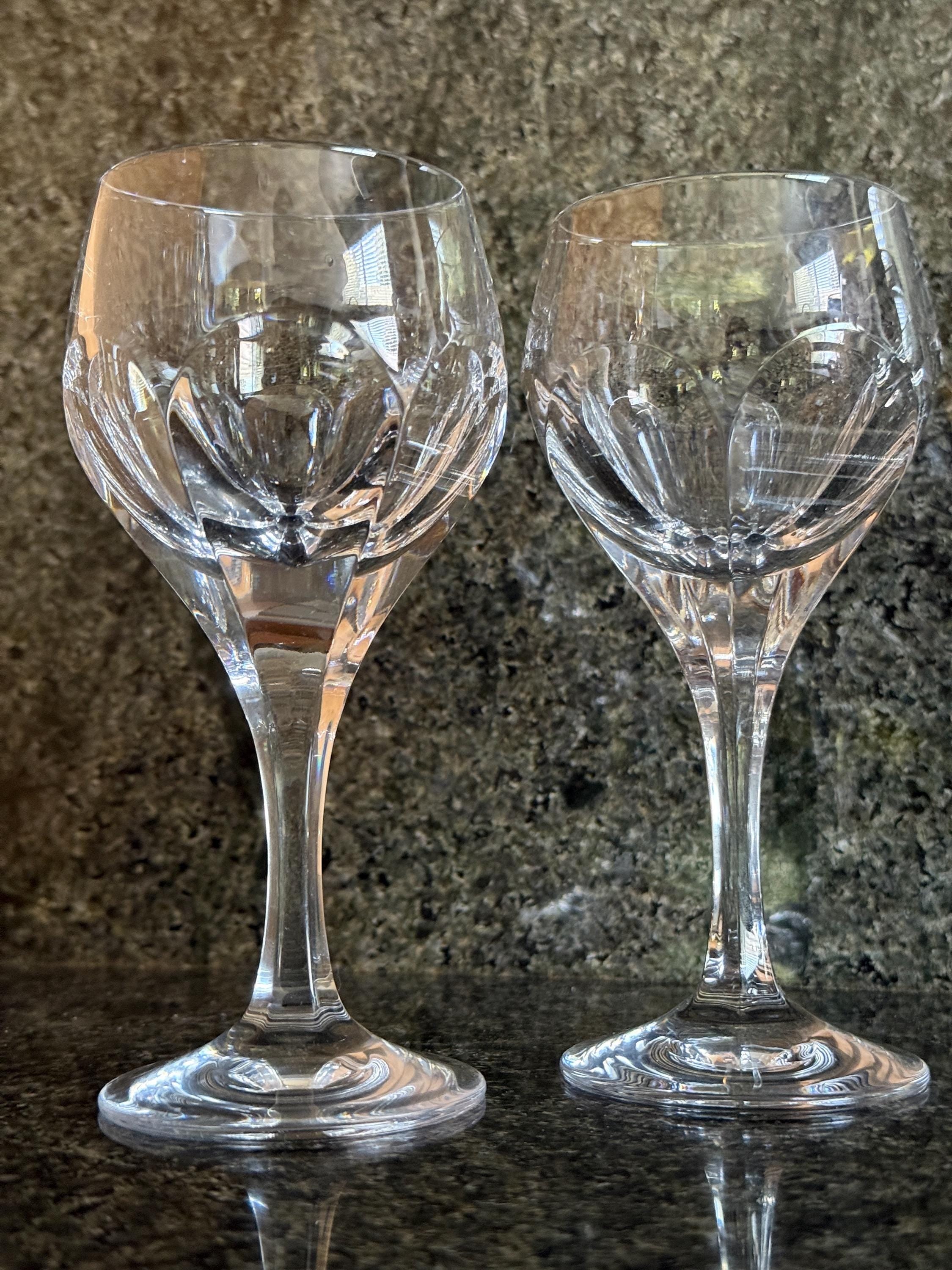 Set of 4 Gorham Crystal Sonja Glasses – 6” Tall – Cut Panel Design