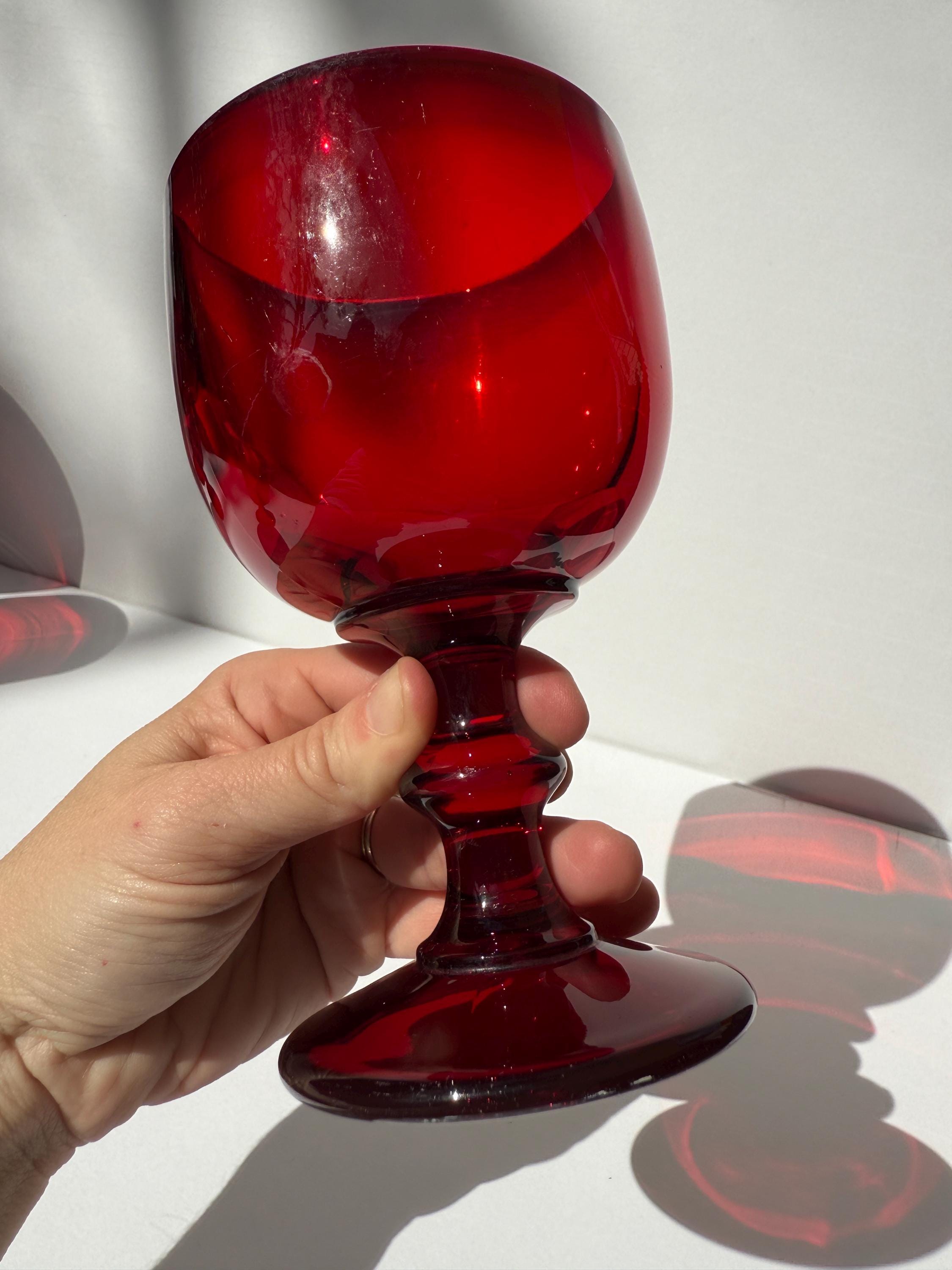 Pair of Ruby Red Hoffman House Stemmed Goblets – Imperial Glass – Choose 4oz or 8oz – Vintage Barware