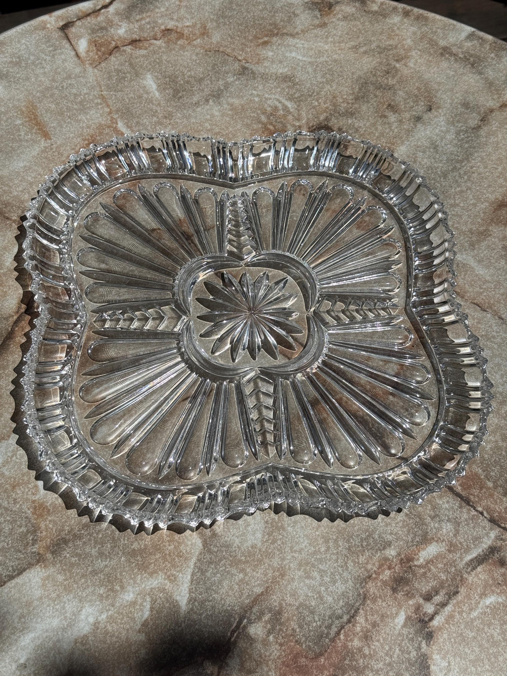 Vintage Crystal Serving Platter  | 12”-15” | Elegant Entertaining Piece | Missing Dishes