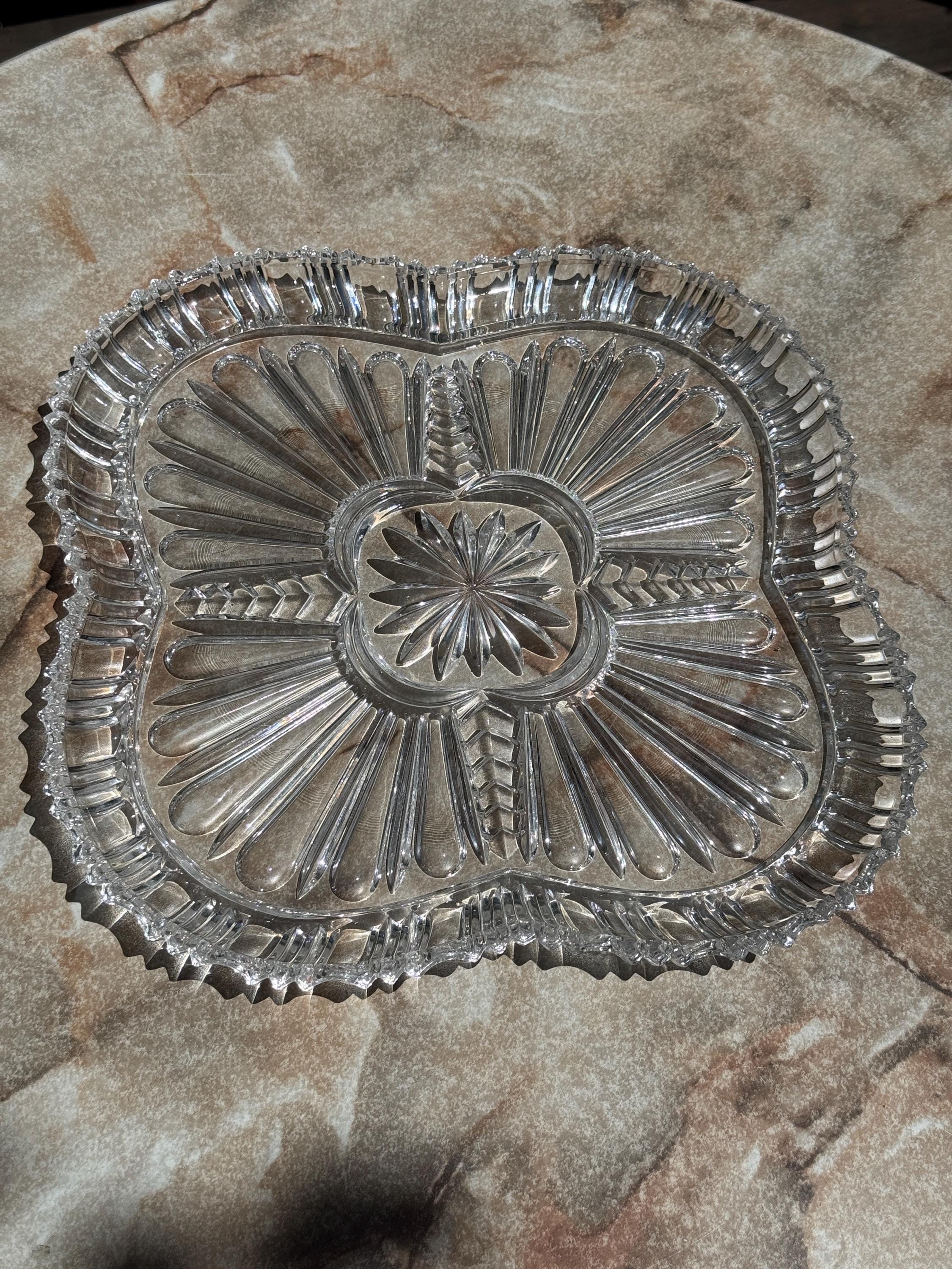 Vintage Crystal Serving Platter  | 12”-15” | Elegant Entertaining Piece | Missing Dishes