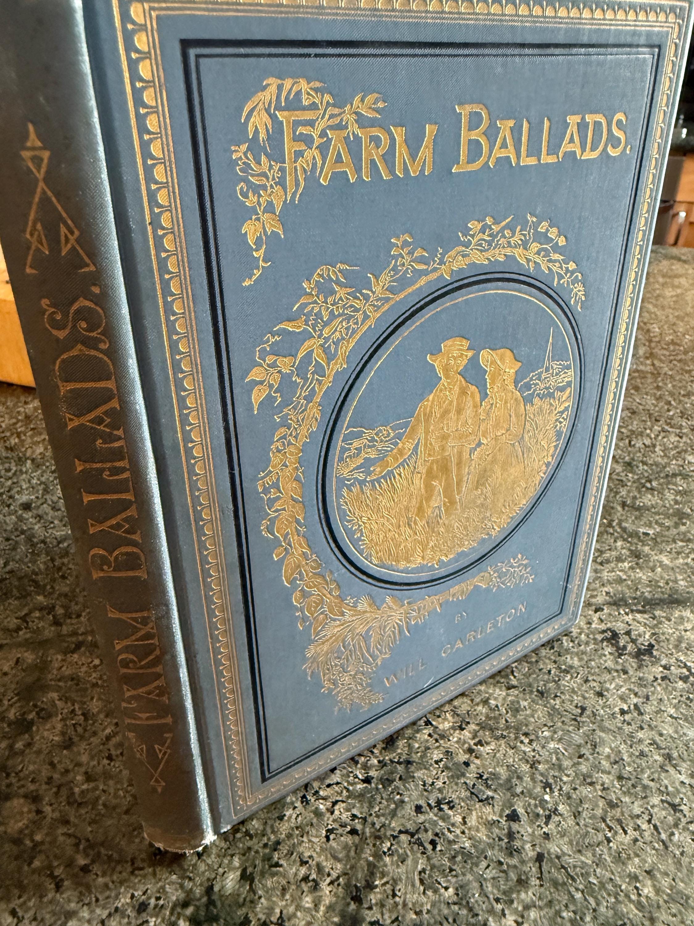 Antique 1882 Farm Ballads by Will Carleton – Stunning Victorian Cover, Poetry Book