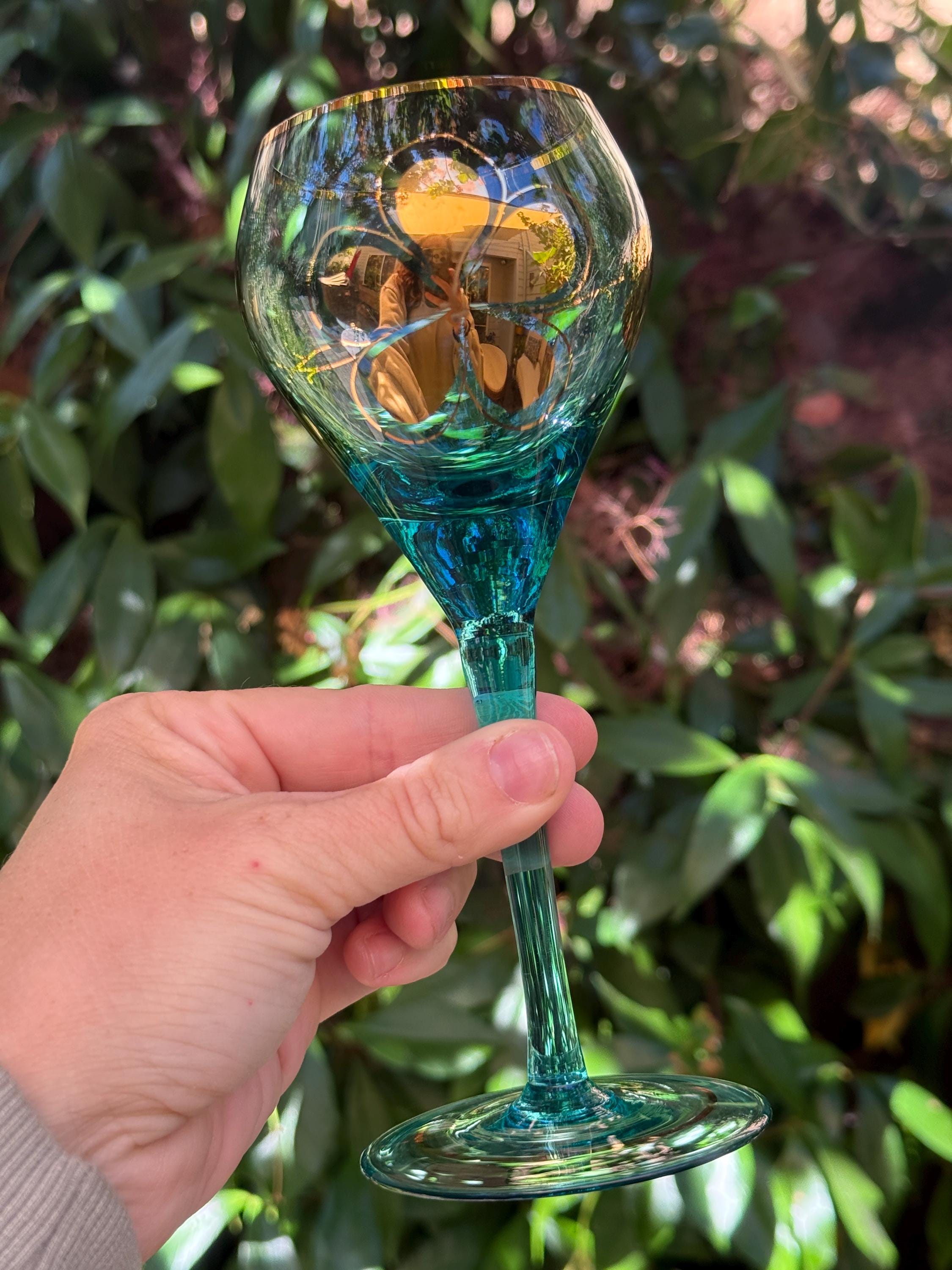Vintage Bohemian 22K Gold Floral Stemware – Set of 6 Hand-Painted Glasses