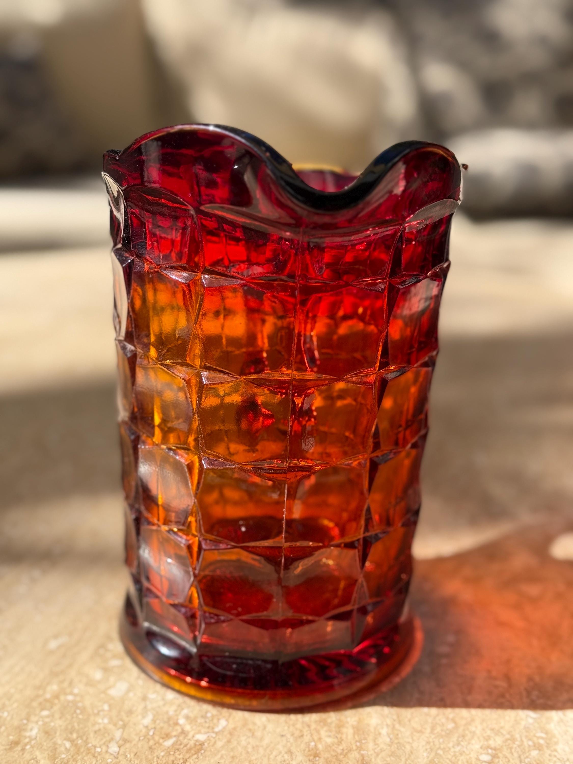 Vintage Tiara Amberina Consellation pitcher- glows under UV
