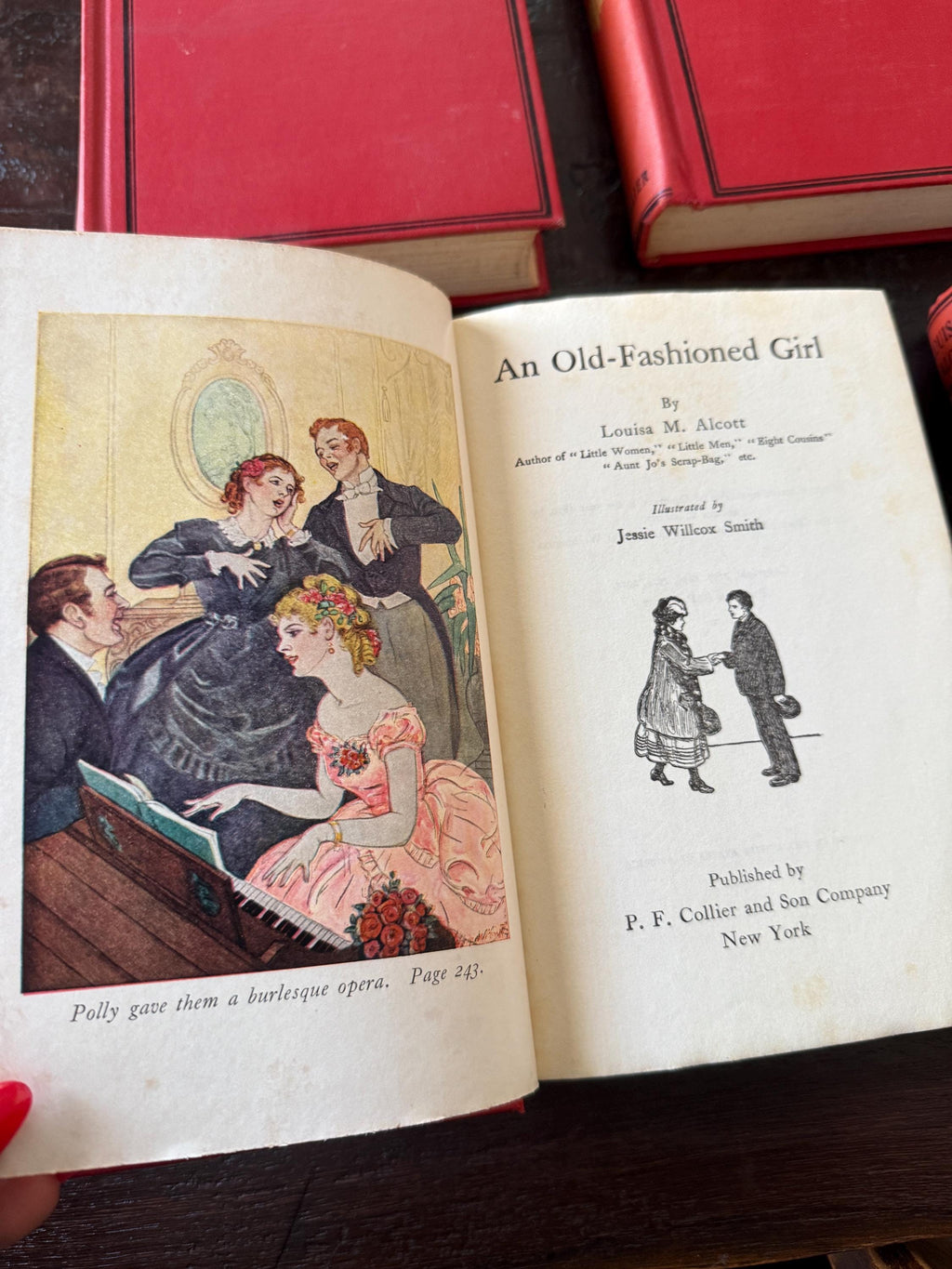 Vintage 1925 Louisa M. Alcott Book Set | P.F. Collier Red Hardcover Collection – Set of 5