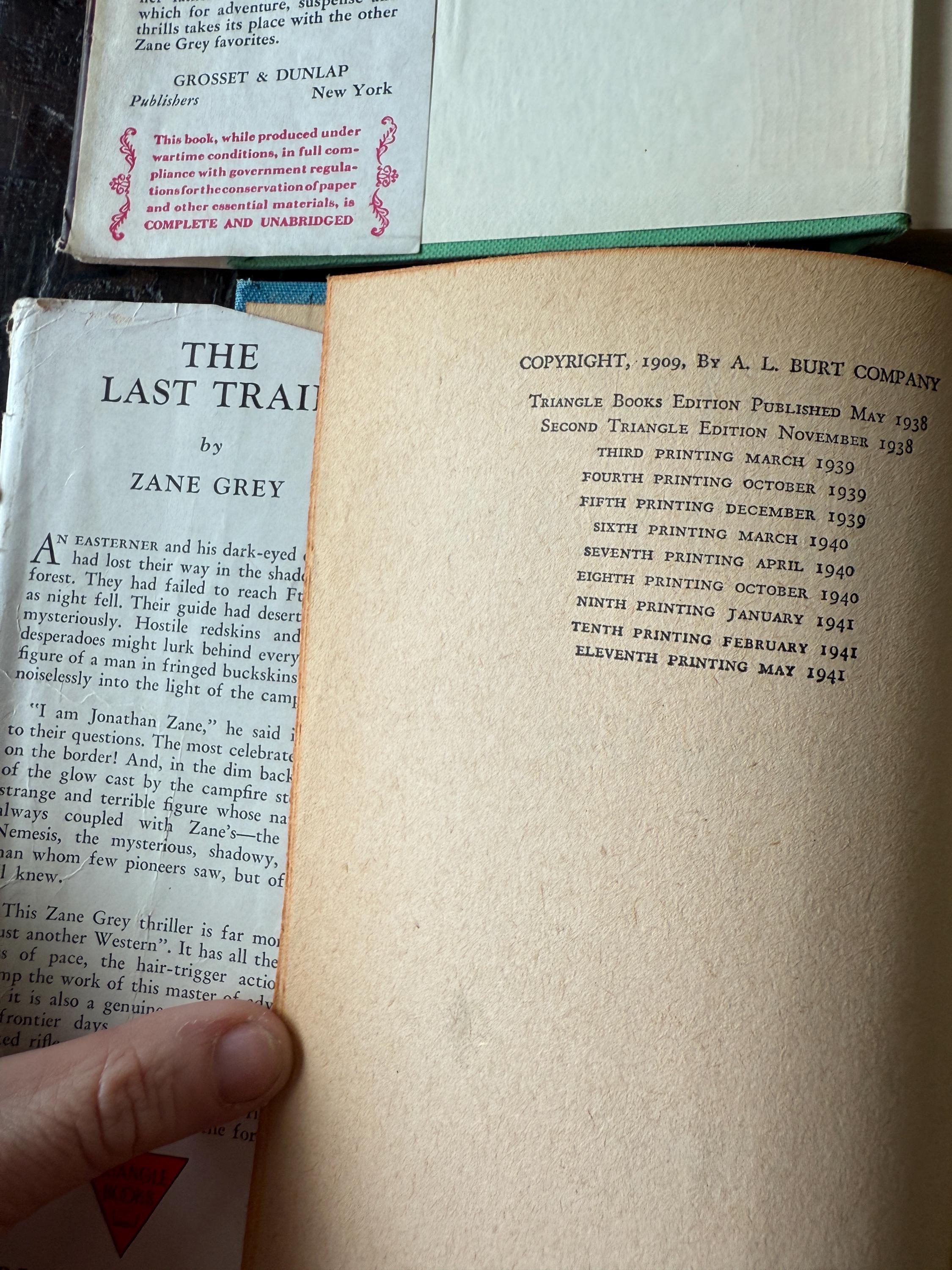 Vintage Zane Grey Western Book Set – Majesty’s Rancho, The Last Trail, Betty Zane – Dust Jackets Worn – Classic Western Reads