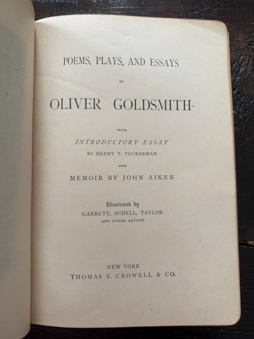 1884 Poems, Plays, and Essays by Oliver Goldsmith – Leather Bound, Gilt Pages, Published by Thomas Y. Crowell & Co.