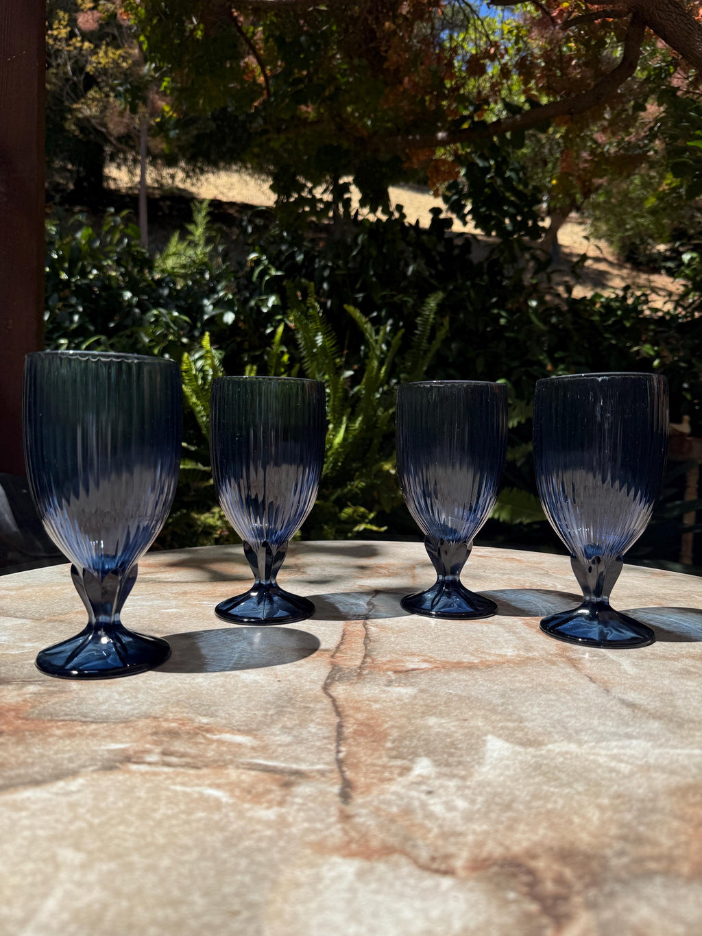 Vintage Fostoria Monet Dark Blue Goblets – Set of 4