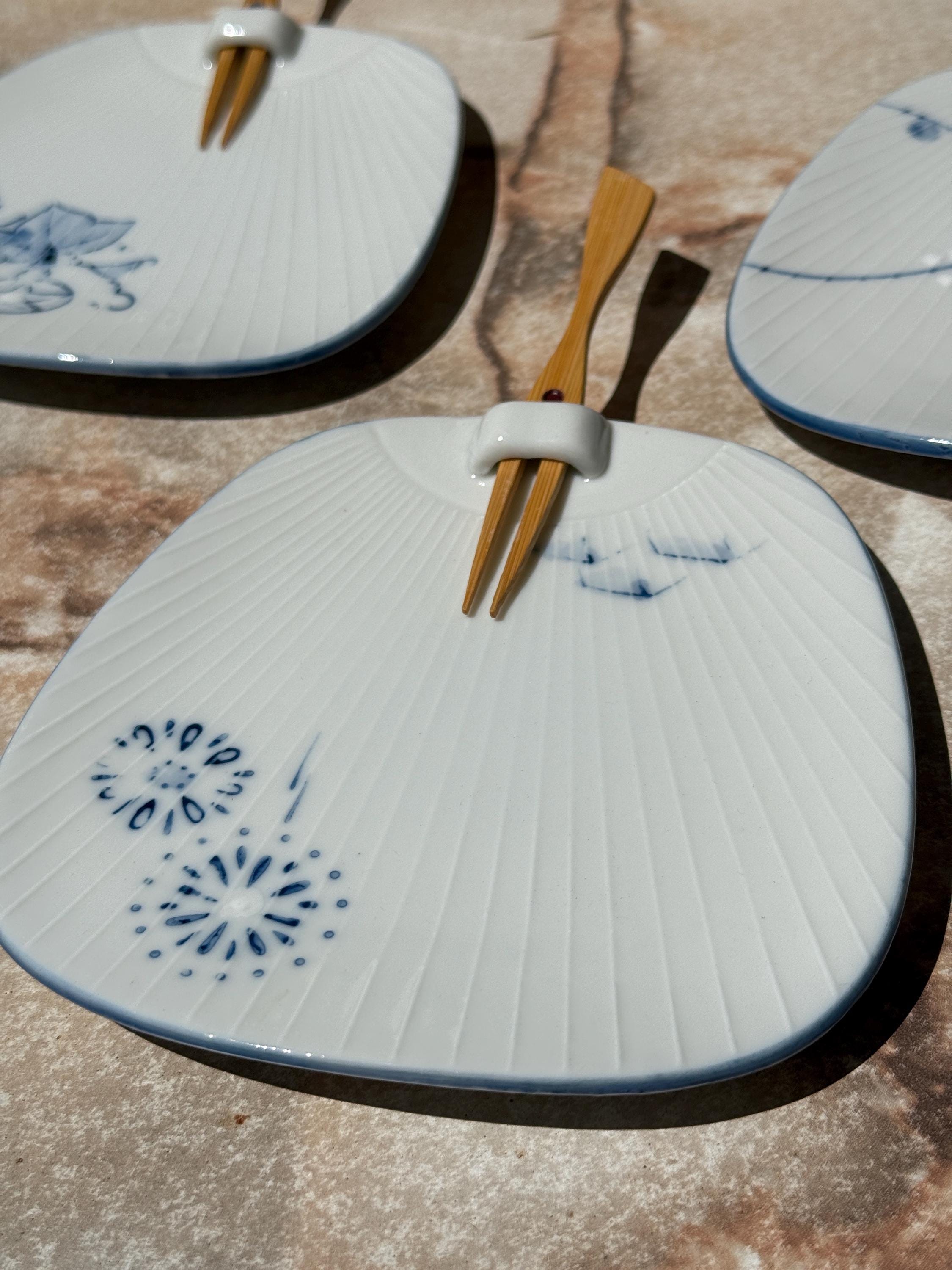 Vintage Lillian Vernon Japan Appetizer Plates – Set of 4 with Bamboo Forks (Style #LV7887) – Original Boxes