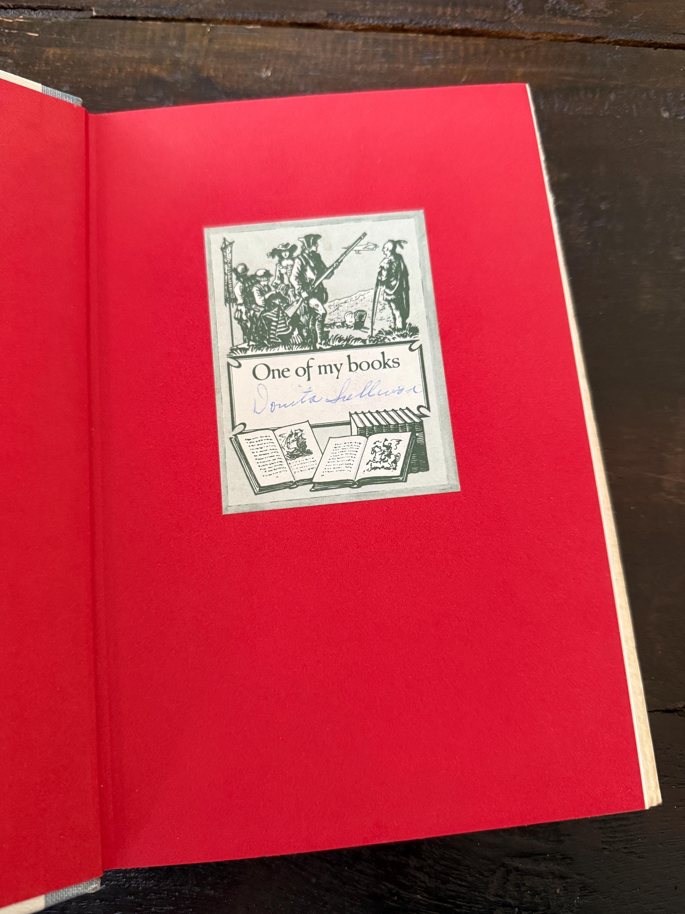 Through the Looking-Glass by Lewis Carroll – 1950s First Edition – Junior Deluxe Editions – Red Ink & Color Illustrations – Inscribed