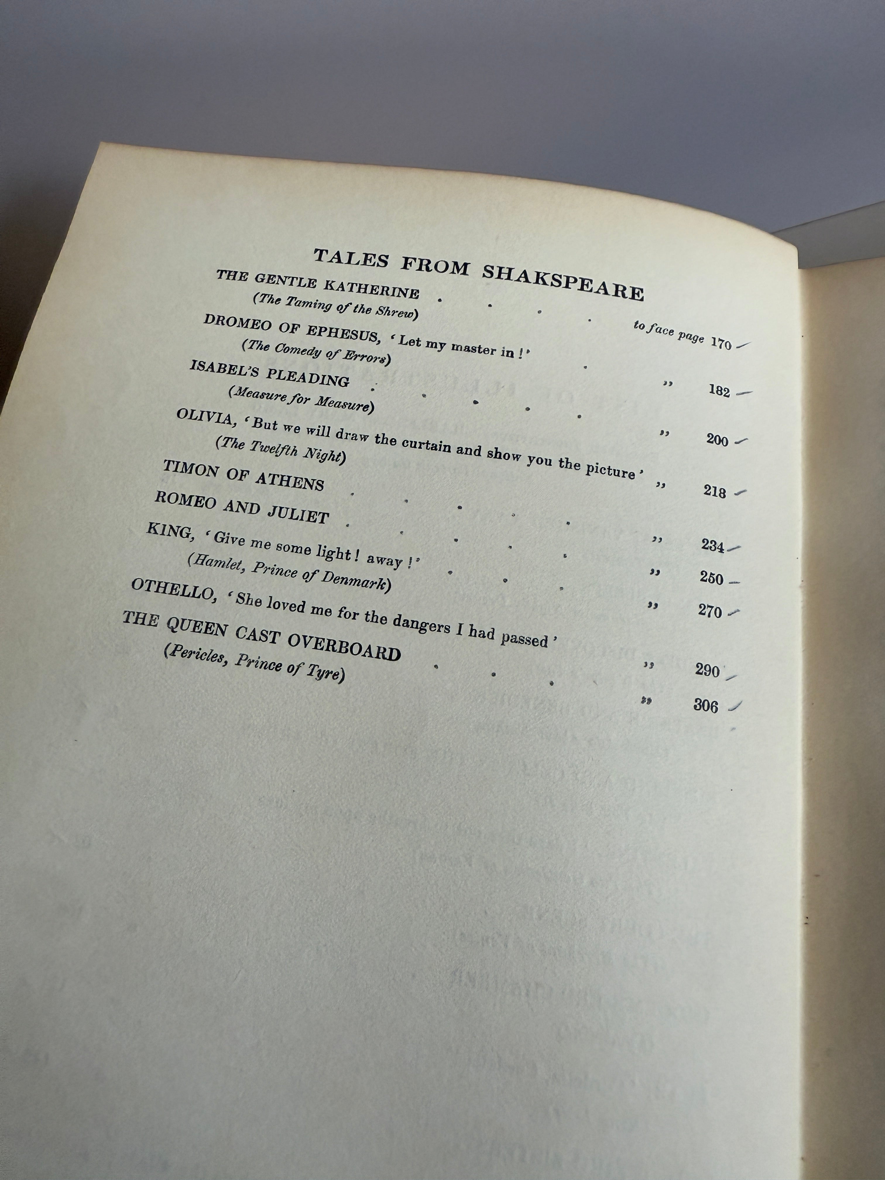 Antique 1905 Tales from Shakespeare by Charles & Mary Lamb – Illustrated by N.M. Price – Ornate Gilt Binding
