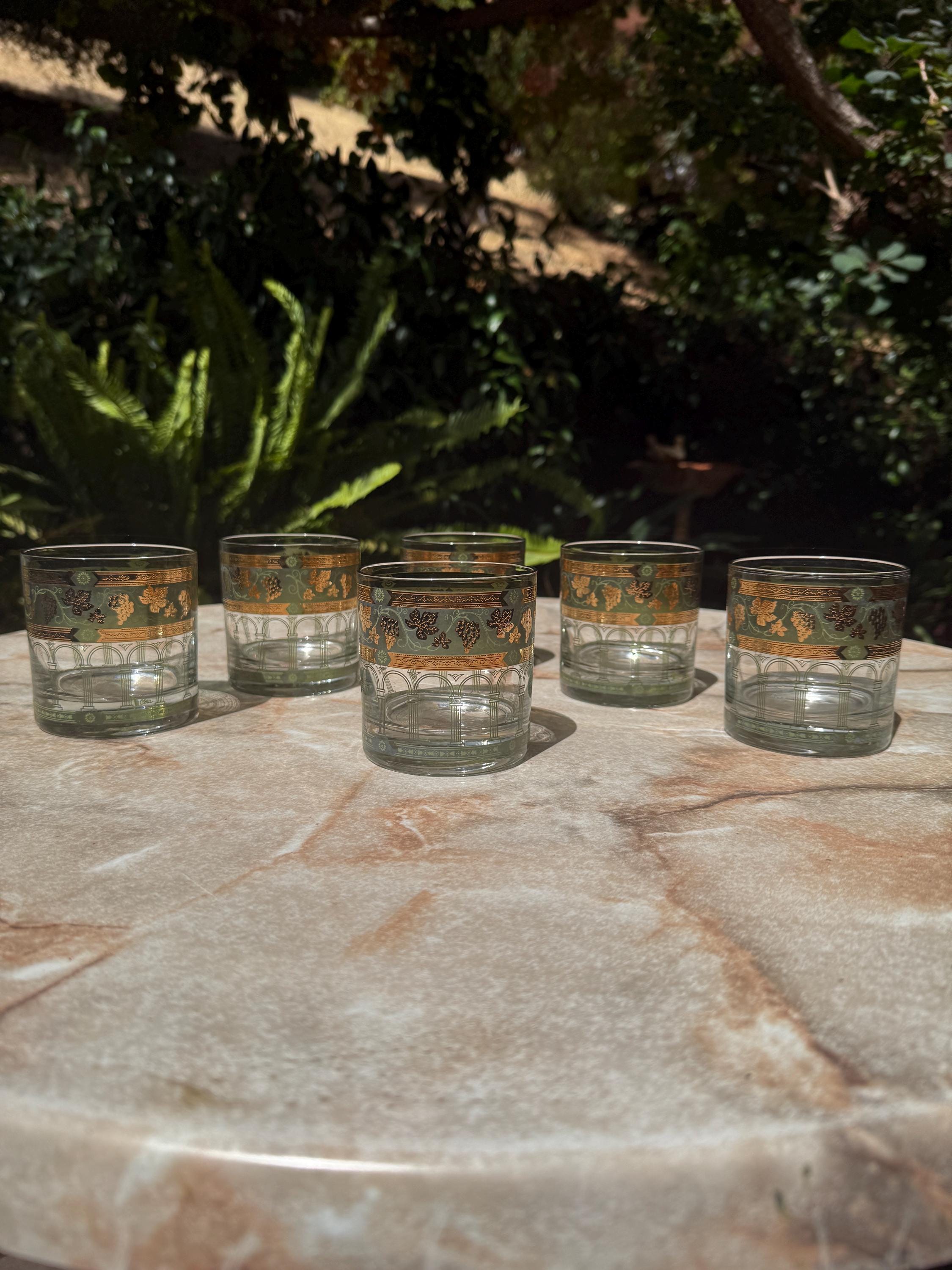 Vintage Cera 22k Gold Grape Old Fashion Glasses – Set of 6 Mid Century Barware