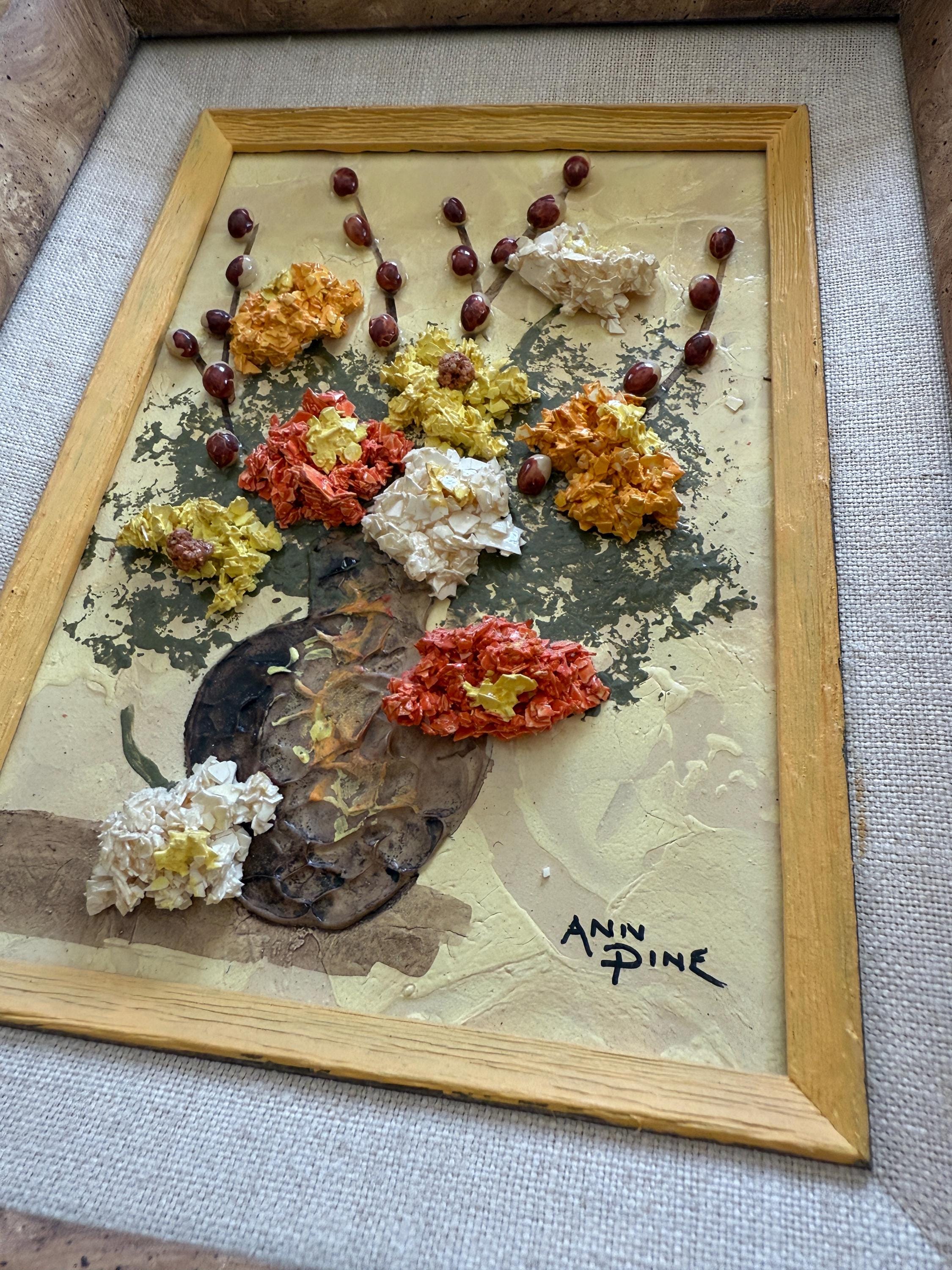 Signed Original Textured Oil Painting by Ann Pine – Framed 8x10 – Floral Still Life Art