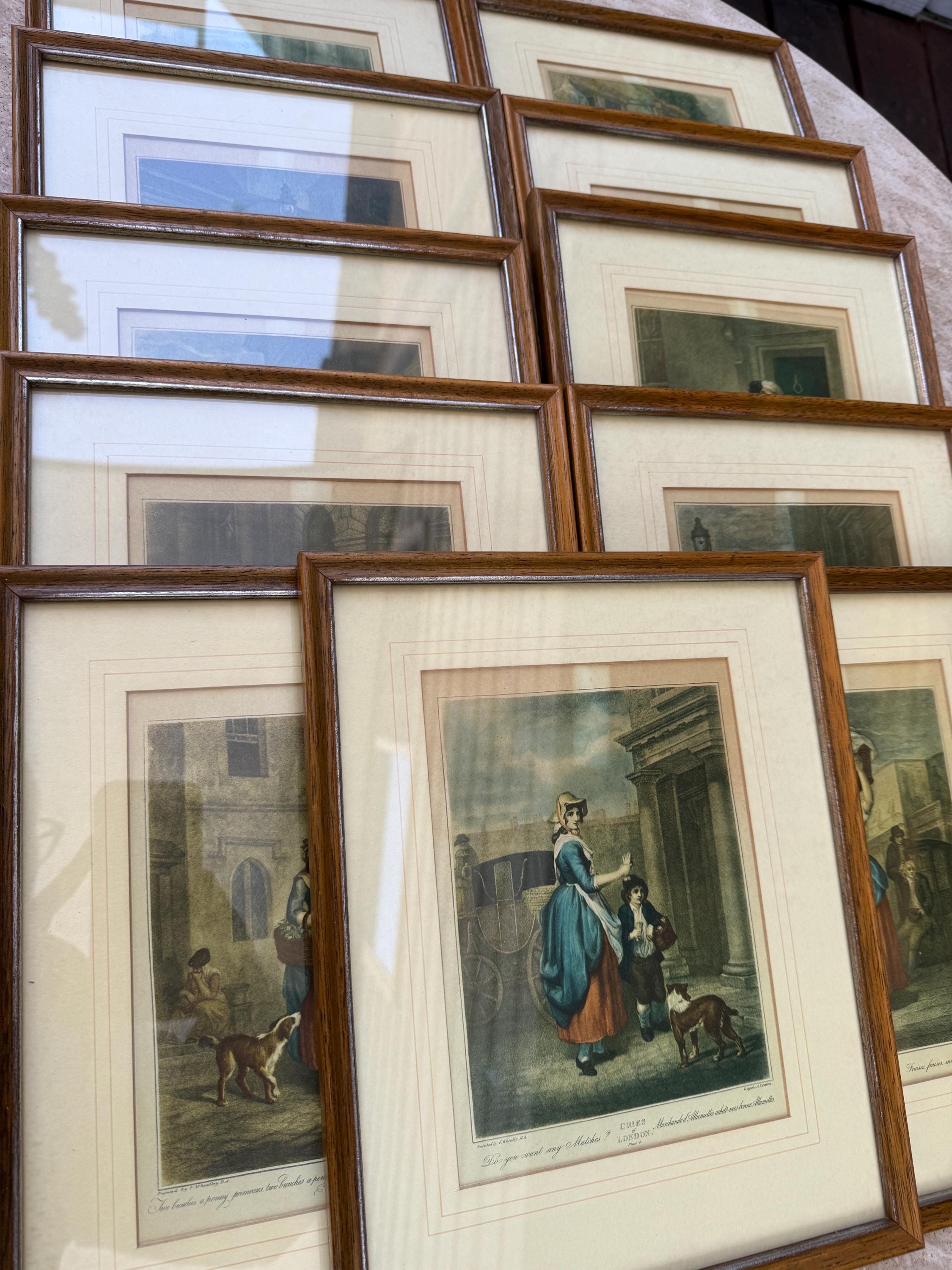 Instant Gallery Wall – Set of 11 “Cries of London” by F. Wheatley – Offset Lithography Prints – Matted & Framed- 11.5x9.5