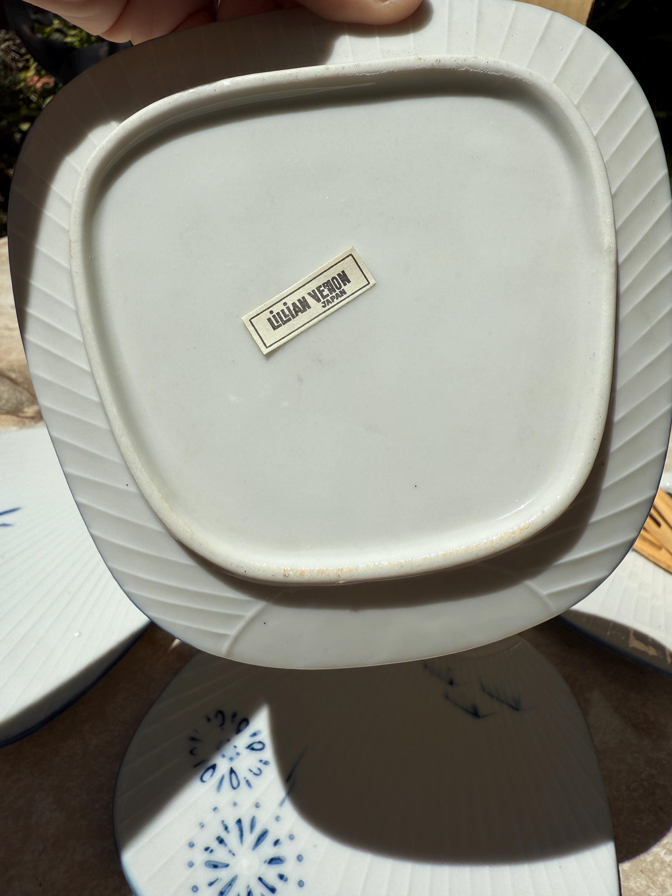 Vintage Lillian Vernon Japan Appetizer Plates – Set of 4 with Bamboo Forks (Style #LV7887) – Original Boxes