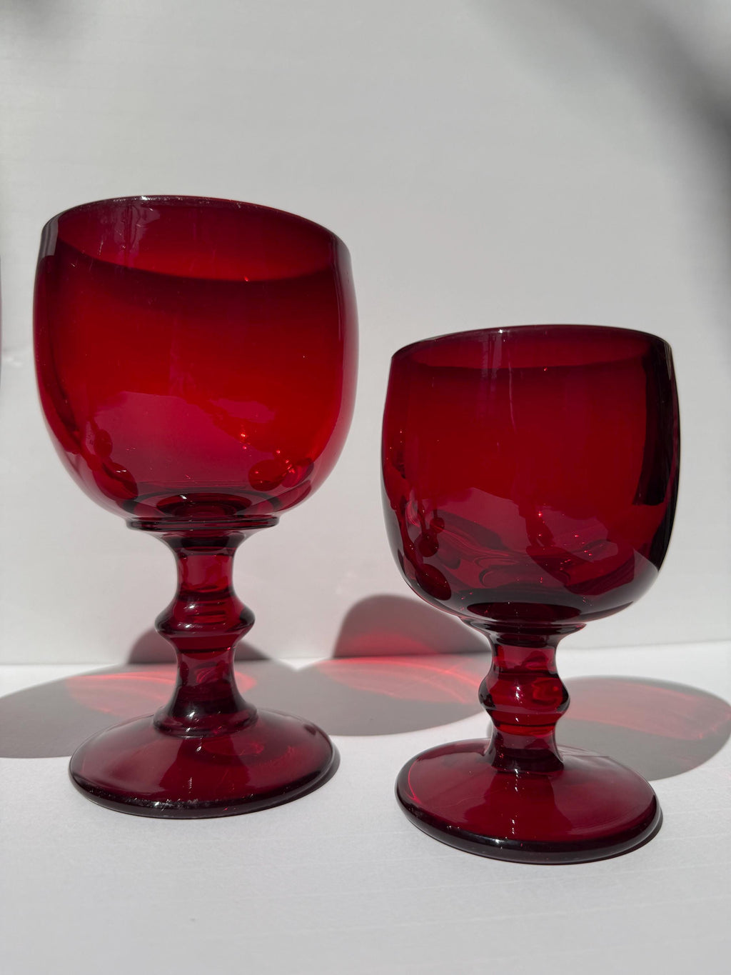 Pair of Ruby Red Hoffman House Stemmed Goblets – Imperial Glass – Choose 4oz or 8oz – Vintage Barware