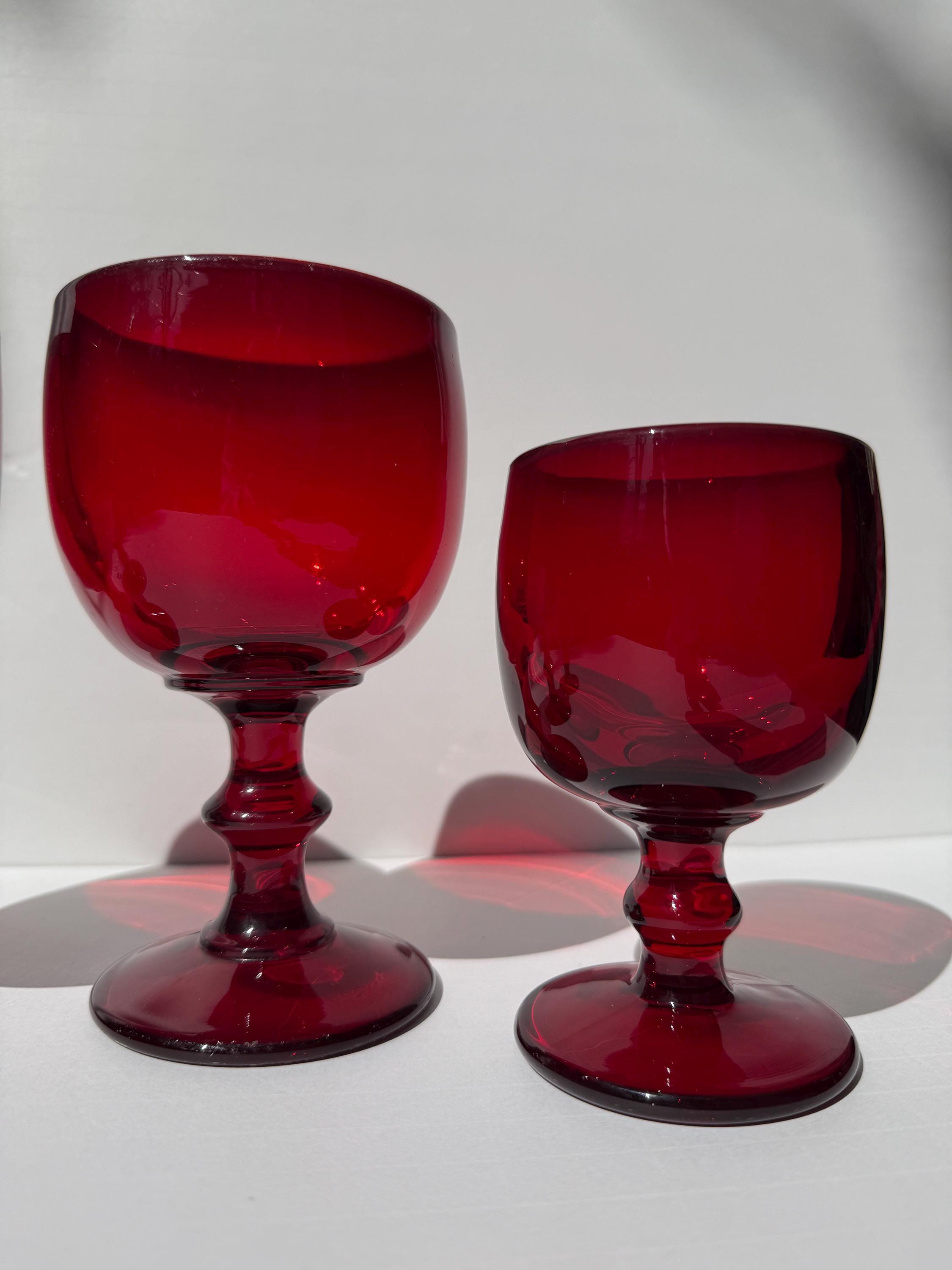Pair of Ruby Red Hoffman House Stemmed Goblets – Imperial Glass – Choose 4oz or 8oz – Vintage Barware