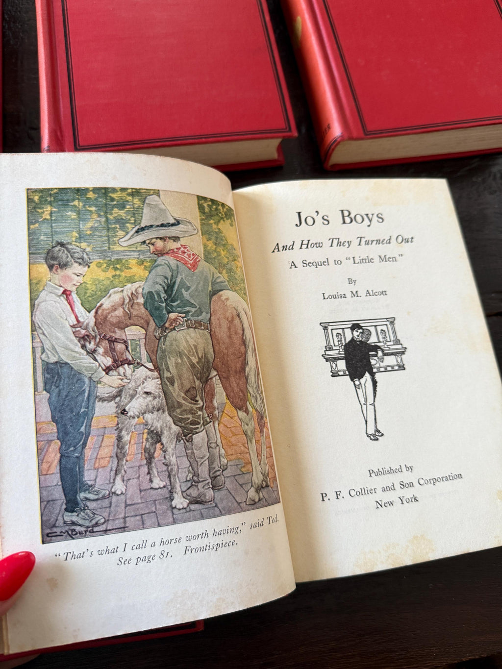 Vintage 1925 Louisa M. Alcott Book Set | P.F. Collier Red Hardcover Collection – Set of 5