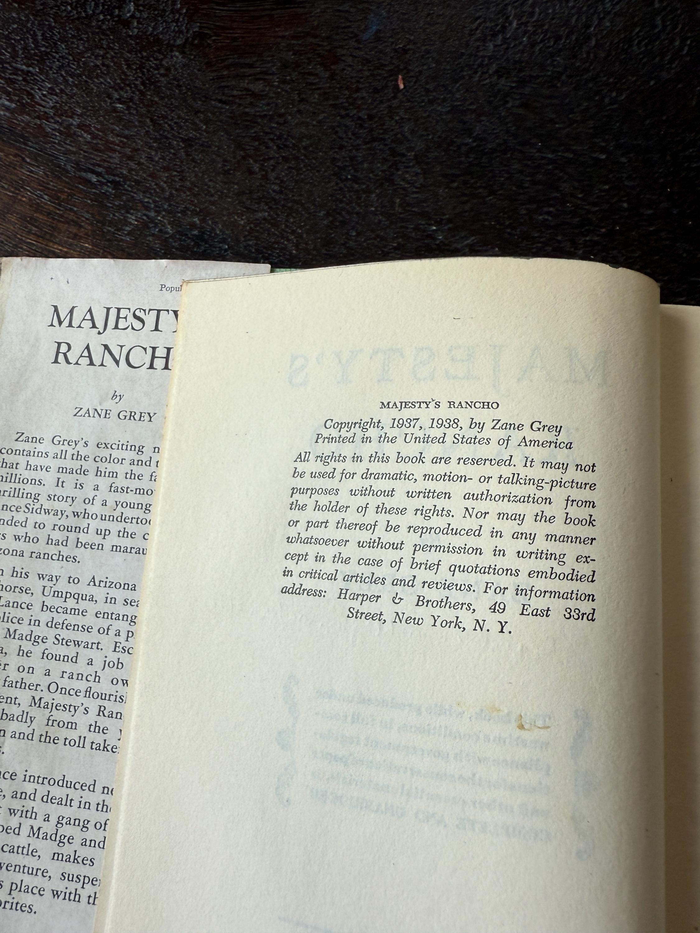 Vintage Zane Grey Western Book Set – Majesty’s Rancho, The Last Trail, Betty Zane – Dust Jackets Worn – Classic Western Reads