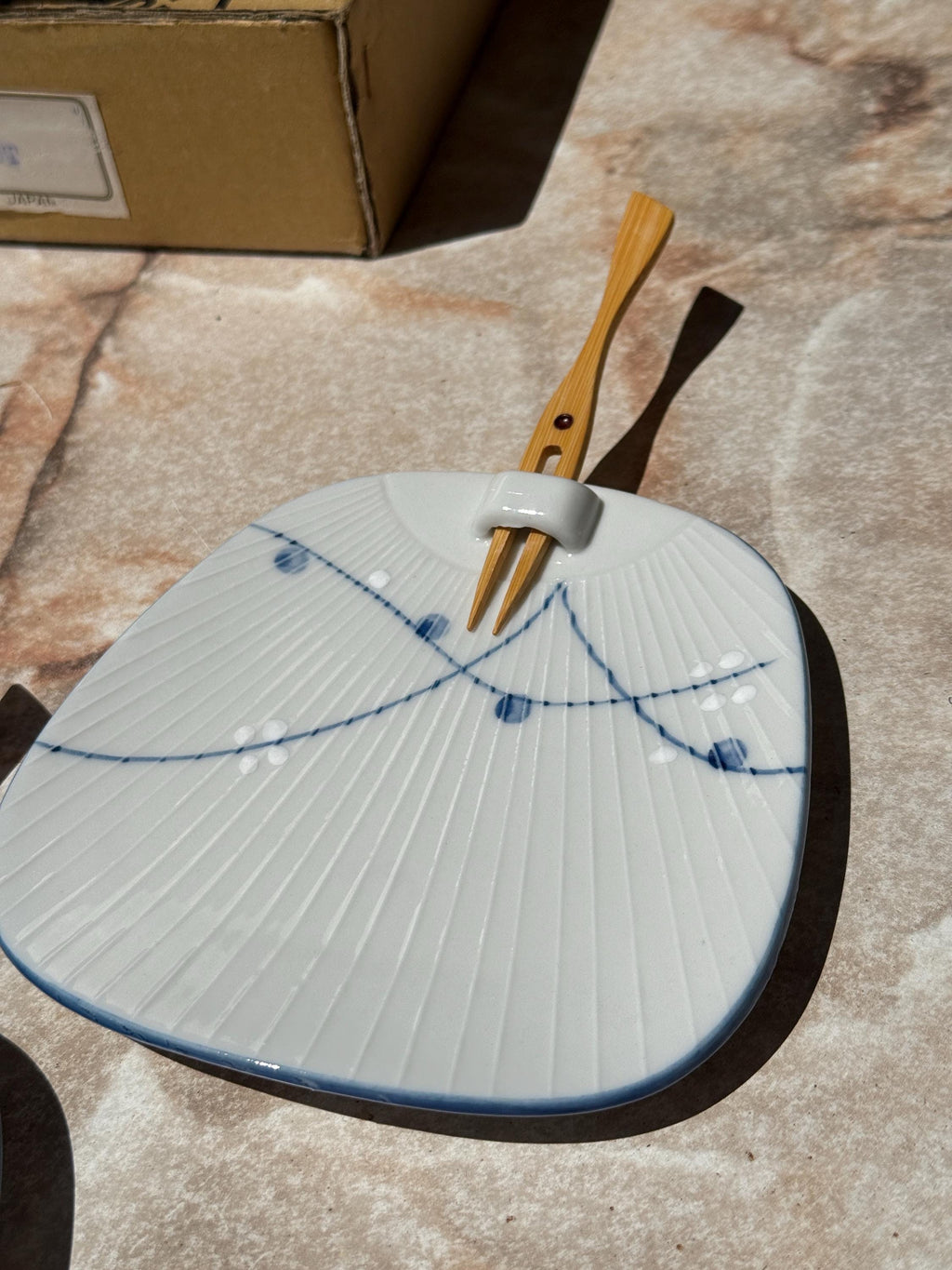 Vintage Lillian Vernon Japan Appetizer Plates – Set of 4 with Bamboo Forks (Style #LV7887) – Original Boxes