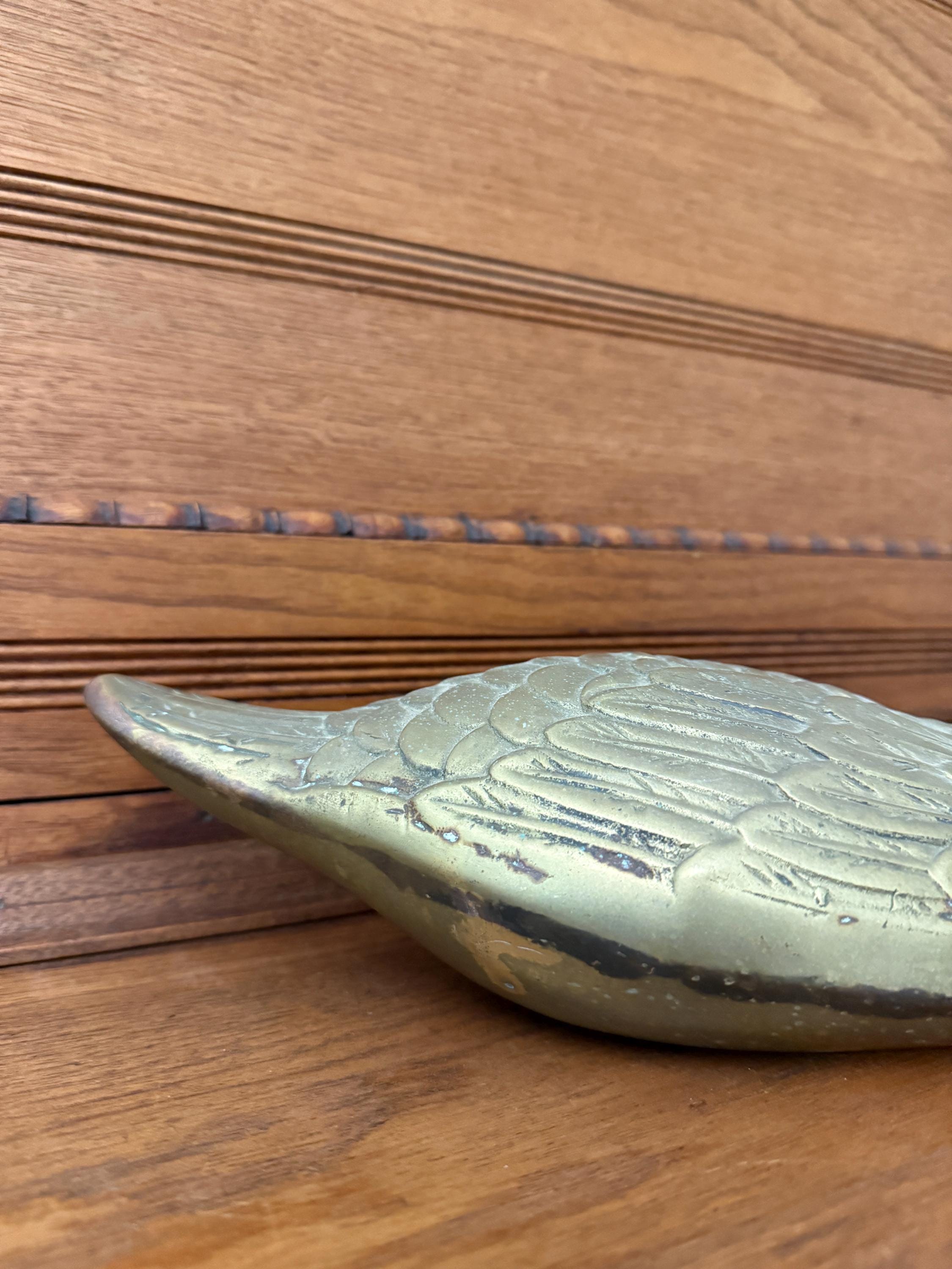Vintage Brass Duck | 7lb Oxidized Brass Mallard Sculpture | Rustic Farmhouse Decor | Duck Paperweight | Collectible Brass Bird