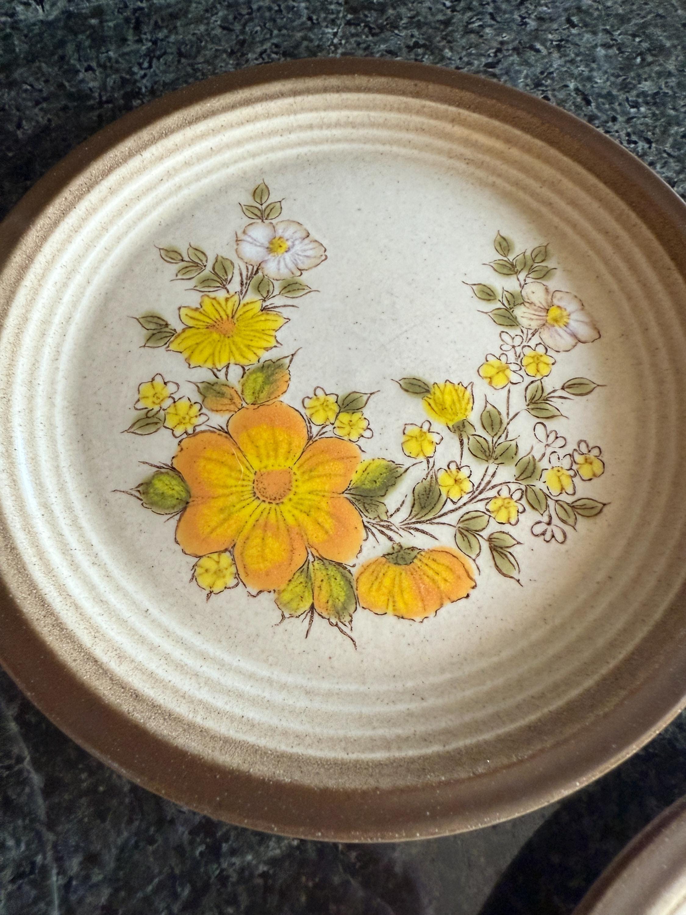 Vintage Wallace Heritage Stoneware Plates – Set of 5 Painted Desert “Summer Morn” – 7.5”