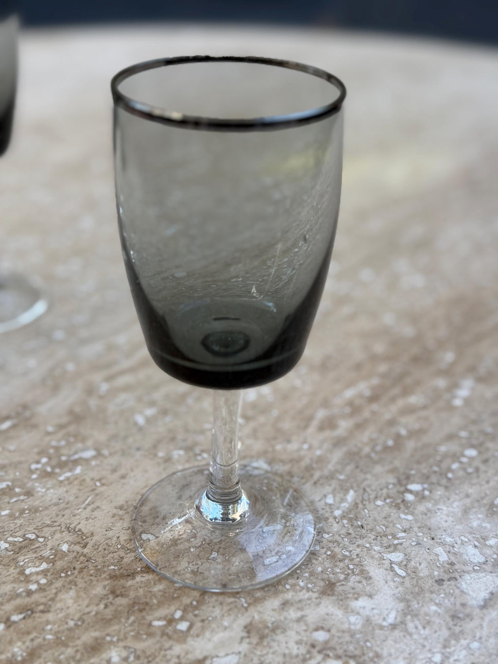 Set of 4- Gorham Crystal Midnight Mist Smoke Platinum Small Glasses