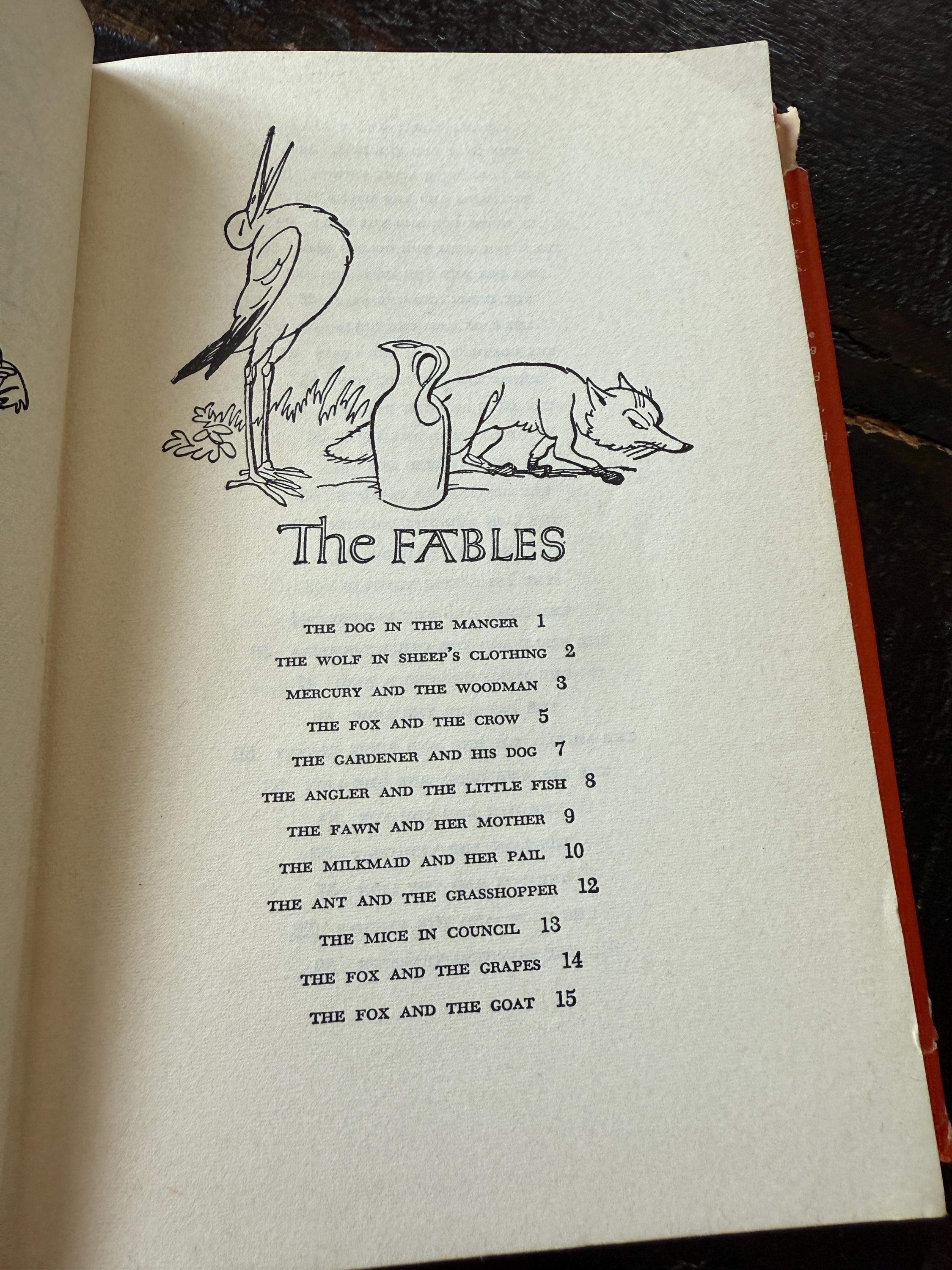 Vintage 1949 Aesop’s Fables Illustrated Junior Library Book – Illustrated by Fritz Kredel