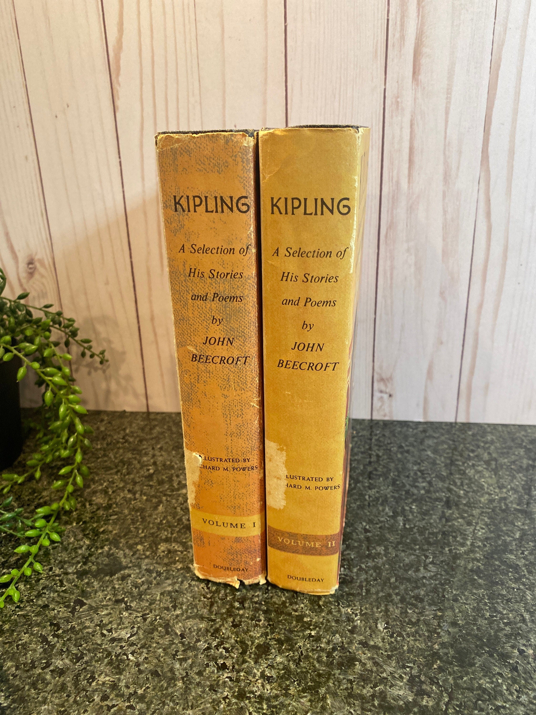 Volumes 1&2 Kipling- Stories and Poems by John Beectoft- 1956- Book Set- Jungle Book-Just So Stories- book club edition