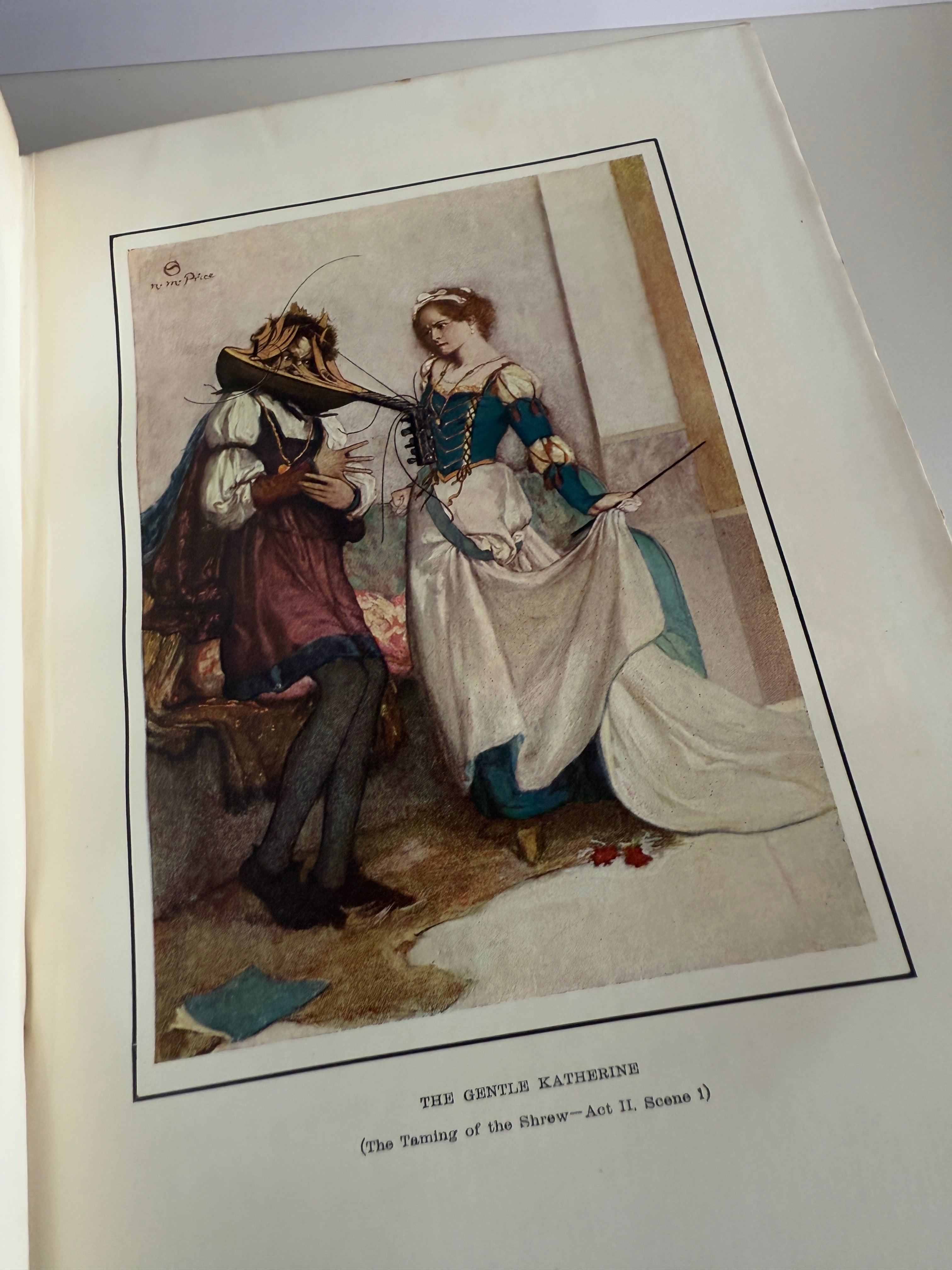 Antique 1905 Tales from Shakespeare by Charles & Mary Lamb – Illustrated by N.M. Price – Ornate Gilt Binding