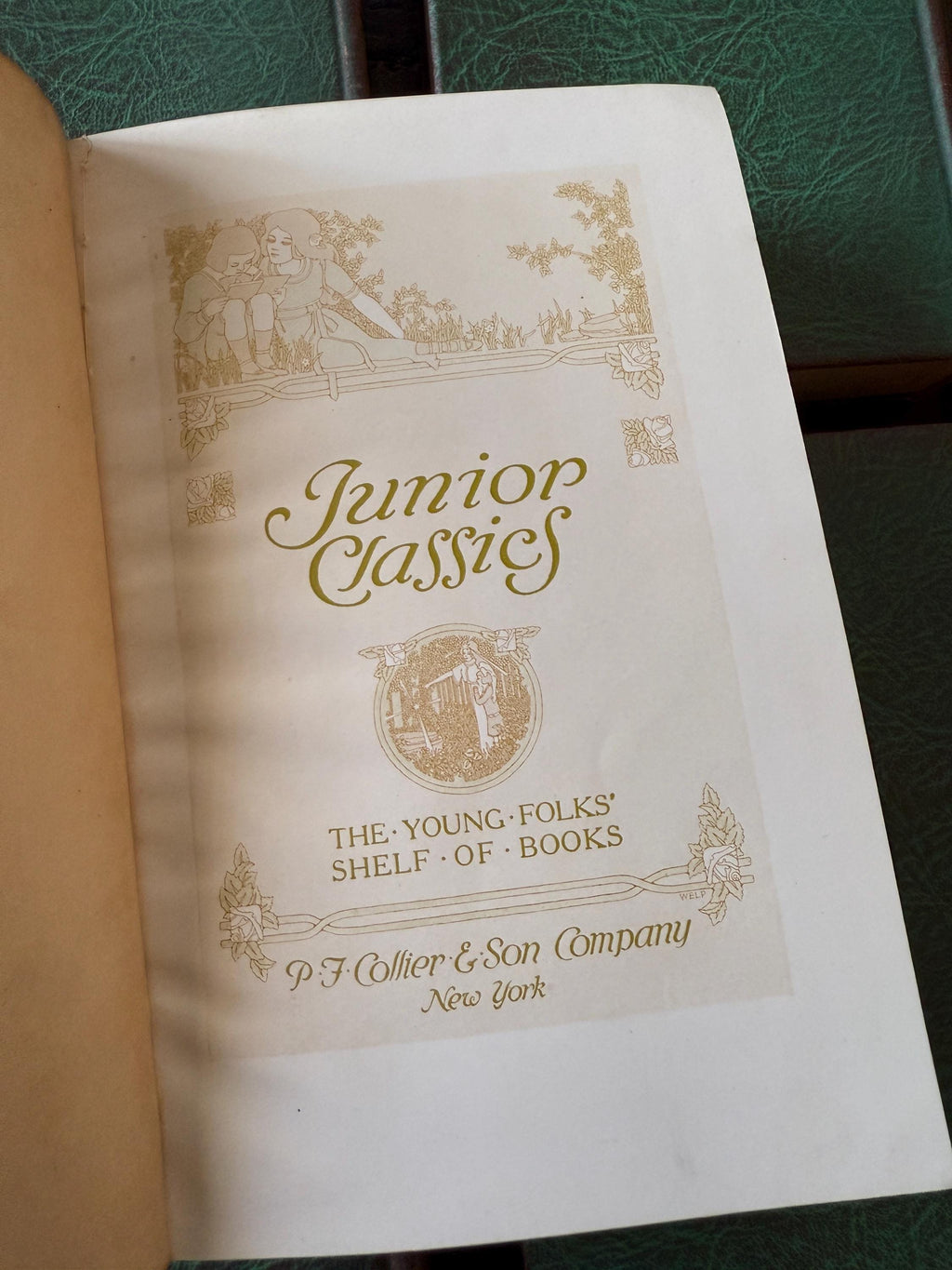 Vintage 1918 Junior Classics Book Set | 8 Volumes | The Young Folks Shelf of Books | Second Edition by P.F. Collier | Embossed Covers