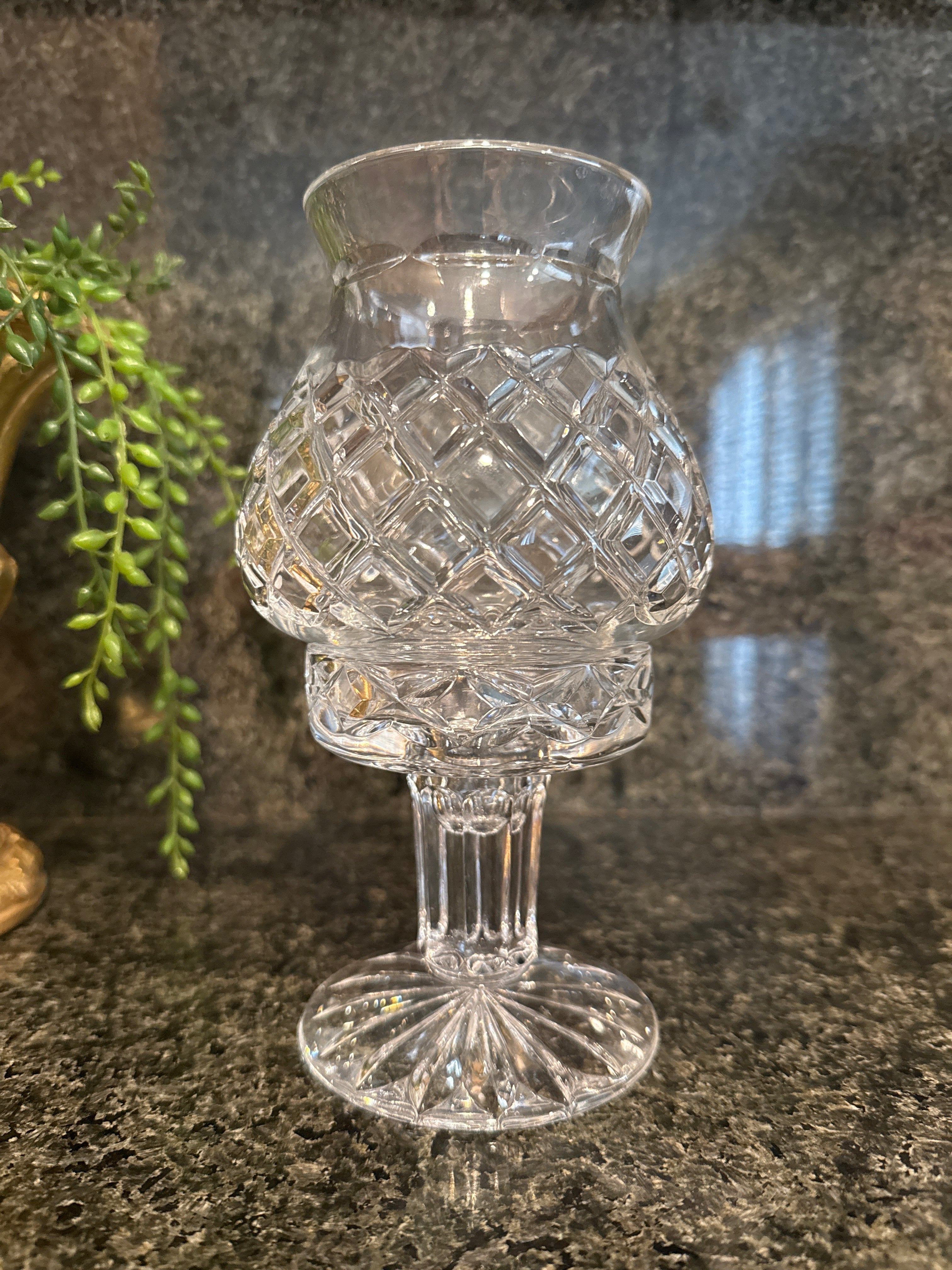 Vintage Casablanca by Block Etched Crystal Hurricane Lamp |Fairy Lamp (2-Piece)