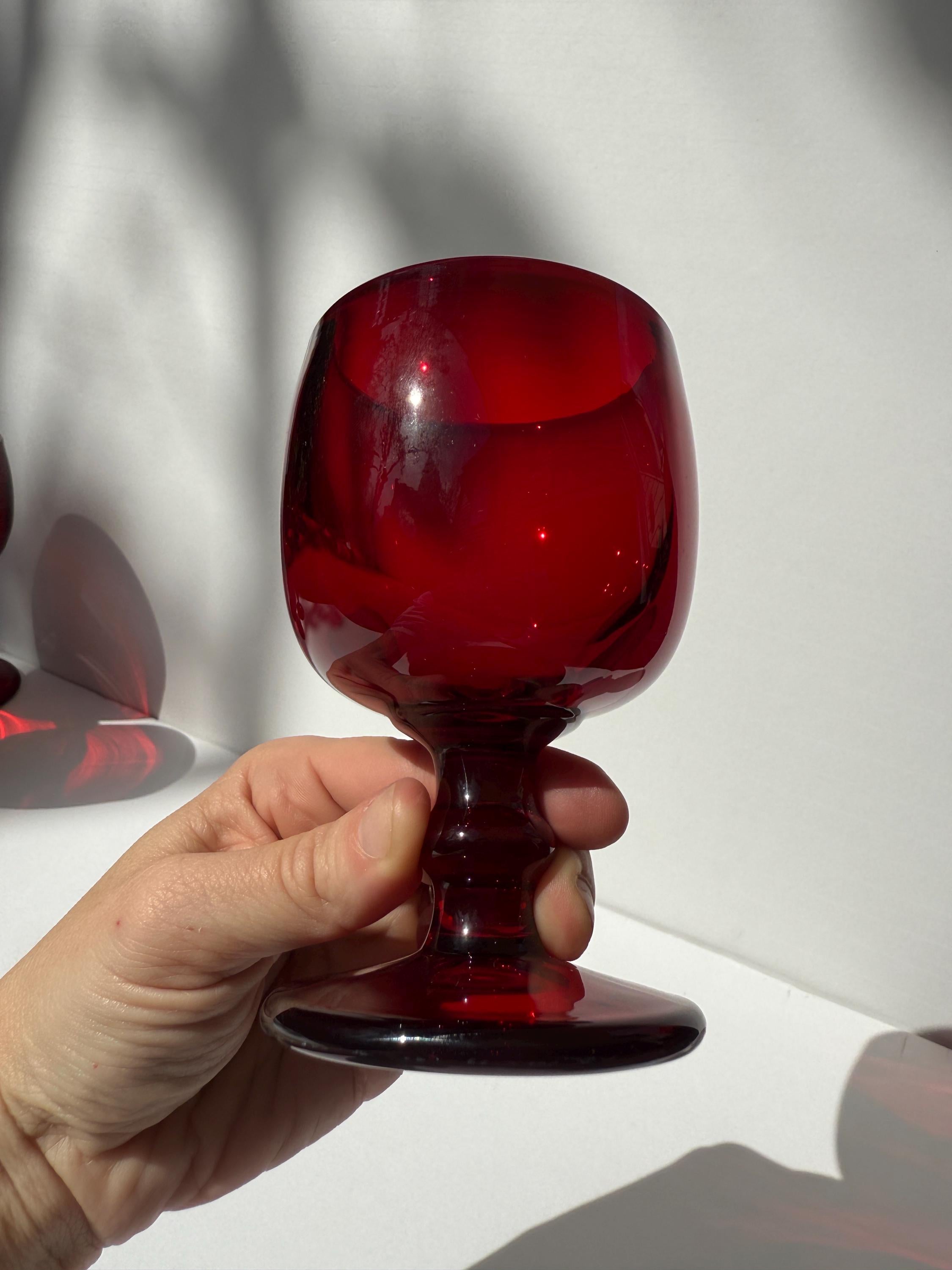Pair of Ruby Red Hoffman House Stemmed Goblets – Imperial Glass – Choose 4oz or 8oz – Vintage Barware