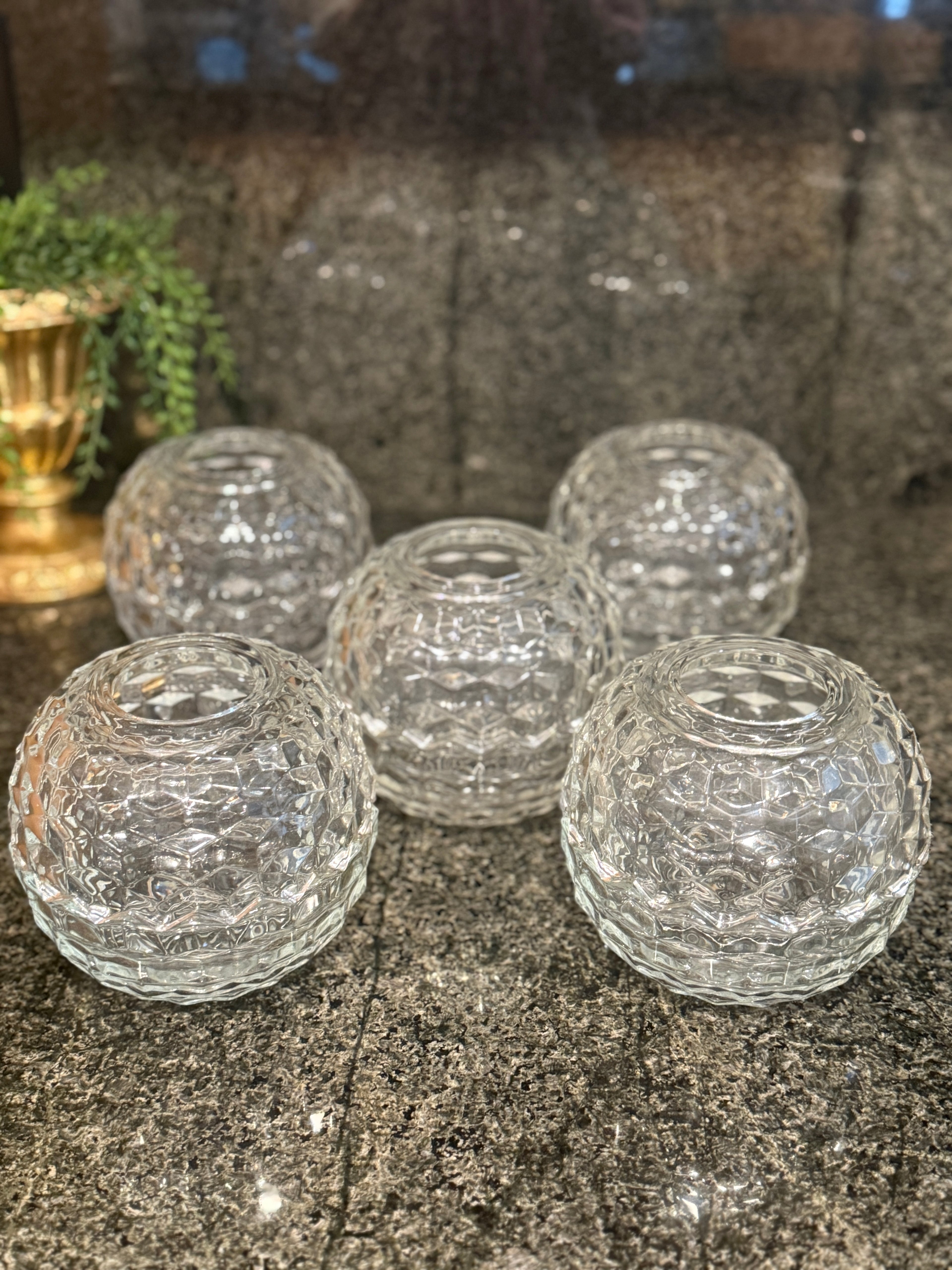 Vintage Fostoria American Clear Glass Fairy Lamp | Cubist Pattern, 1940s–1950s