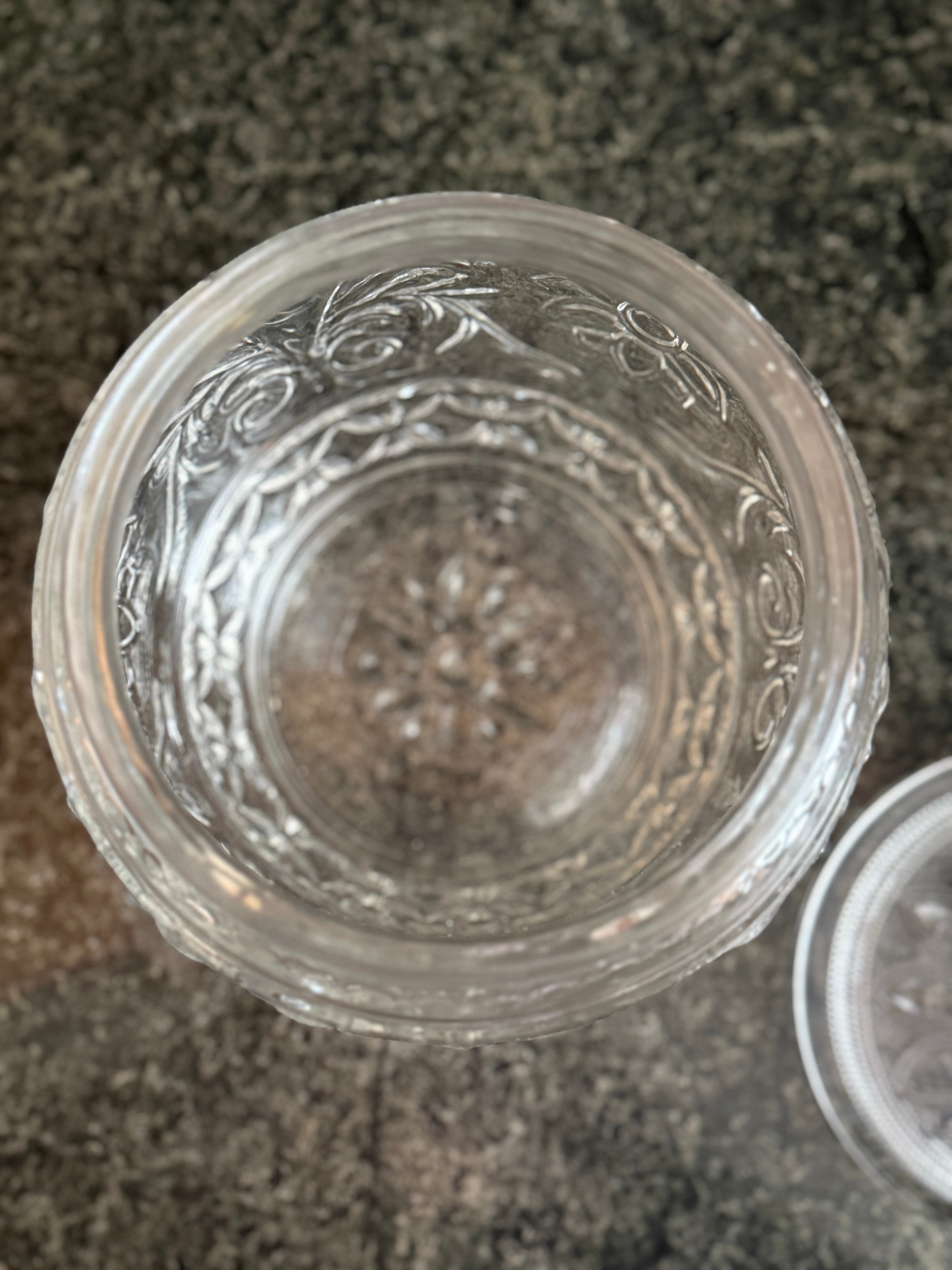 Vintage Anchor Hocking Clear Glass Cookie Jar – Sandwich Pattern with Daisy Lid