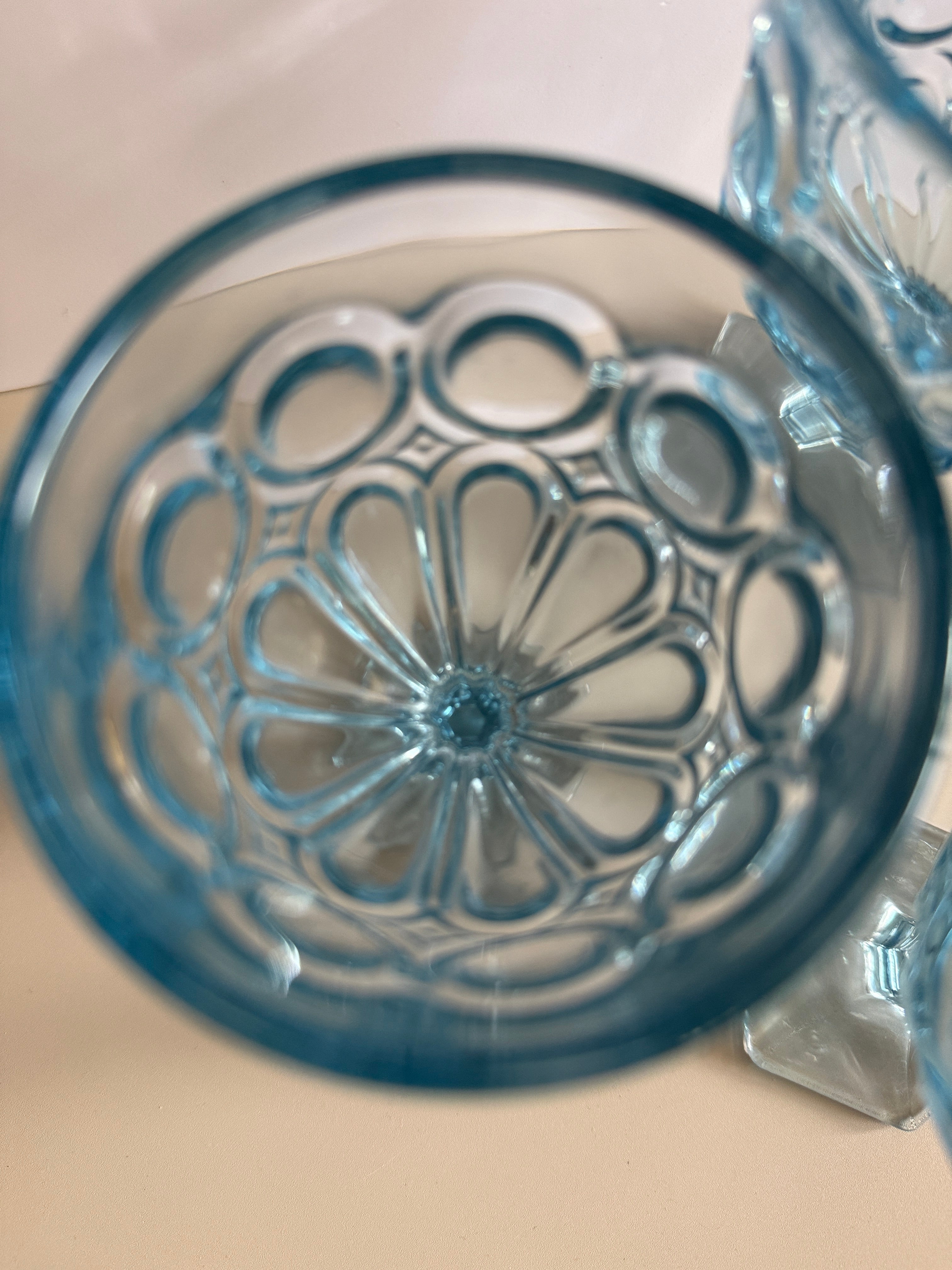 Vintage Fostoria Moonstone Wine Glasses – Set of 4 (Light Blue)