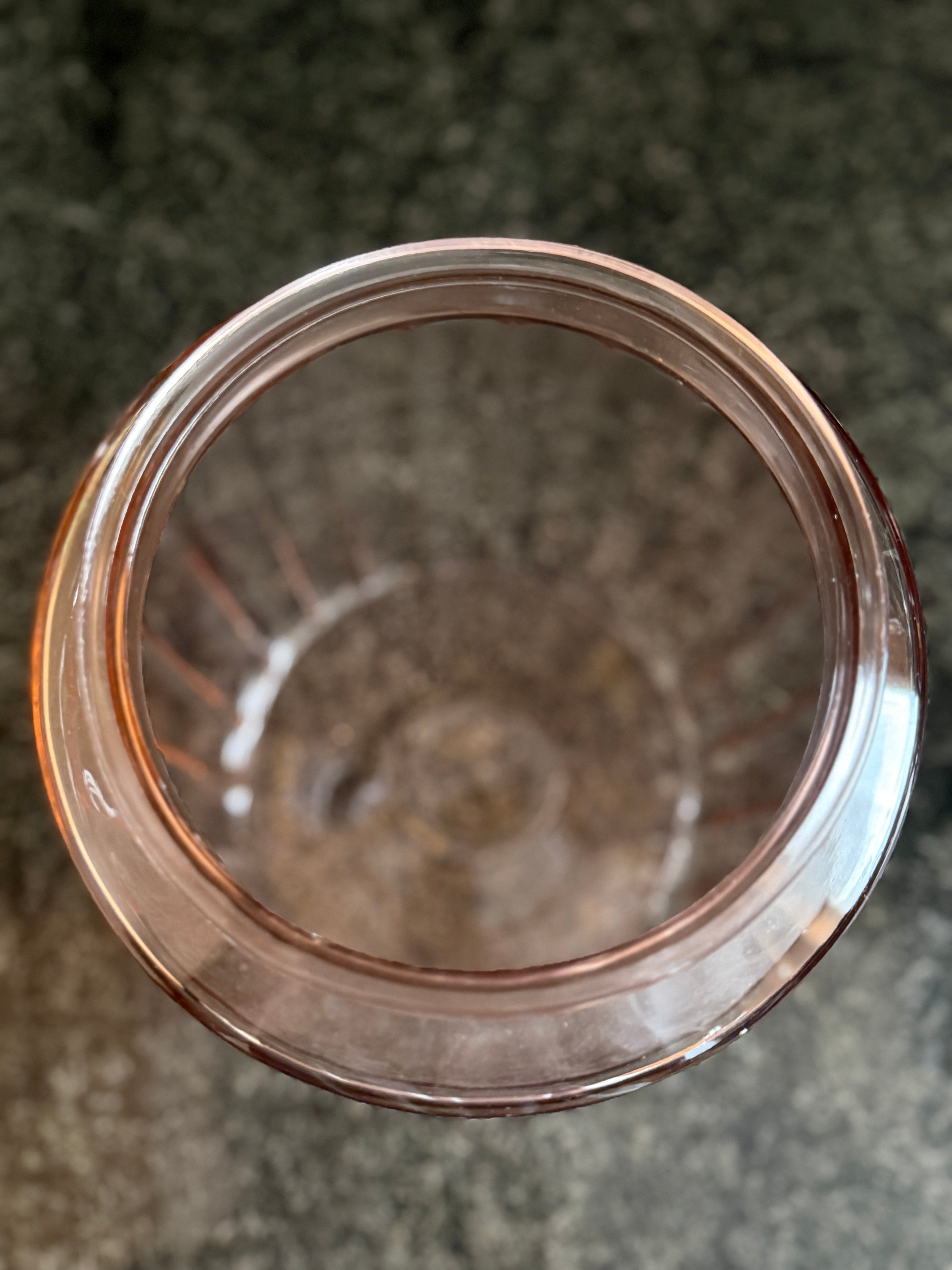 Vintage Depression Era Pink Ribbed Glass Biscuit Jar with Lid – 11” Tall