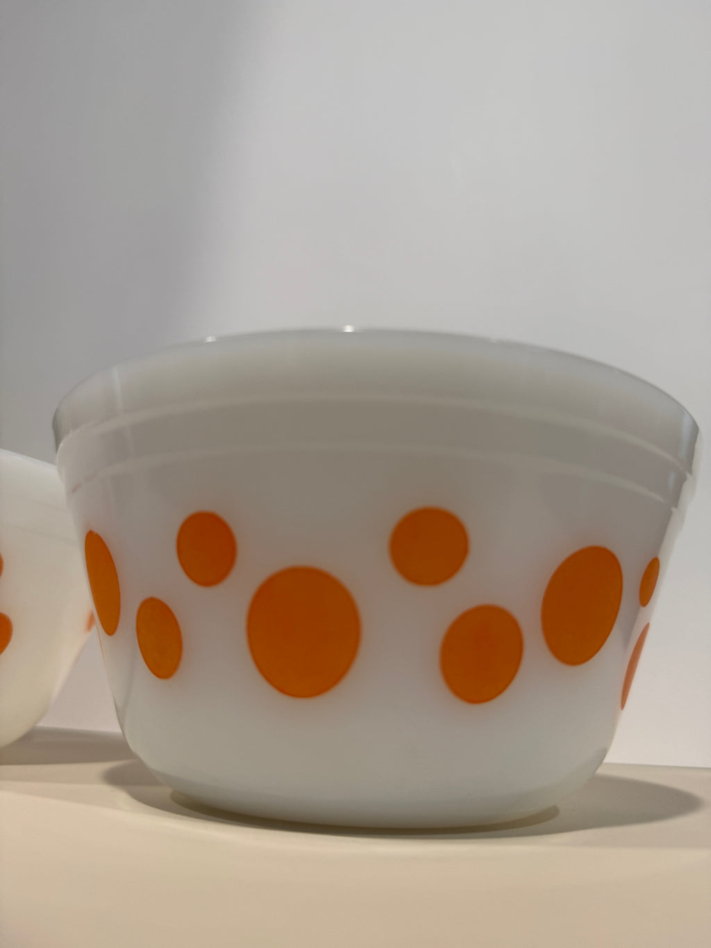 Vintage Federal Milk Glass Orange Dot Bowls – Set of 2