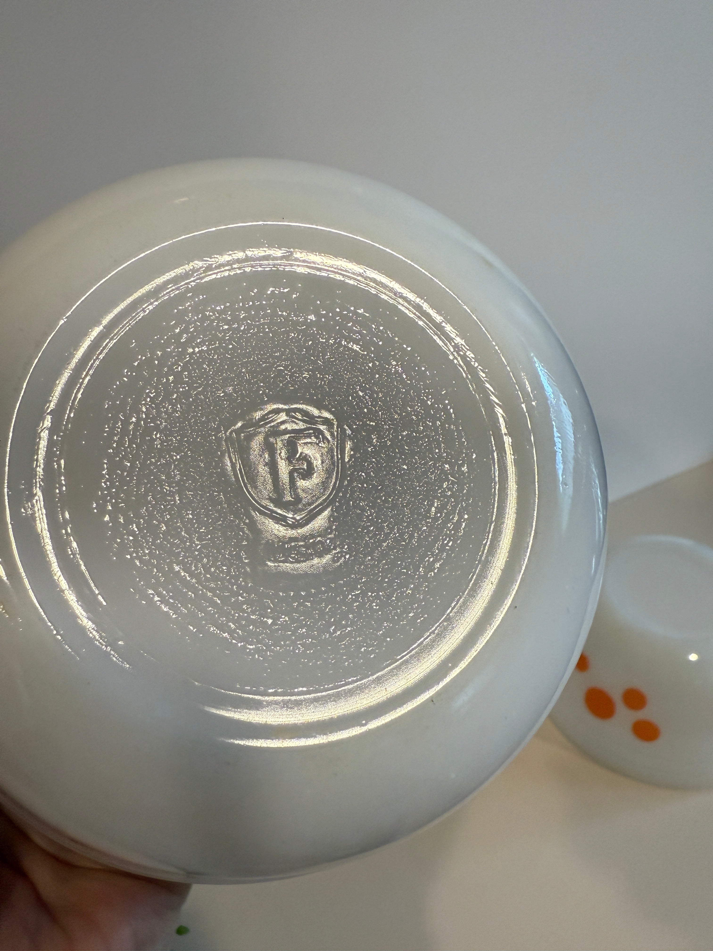 Vintage Federal Milk Glass Orange Dot Bowls – Set of 2